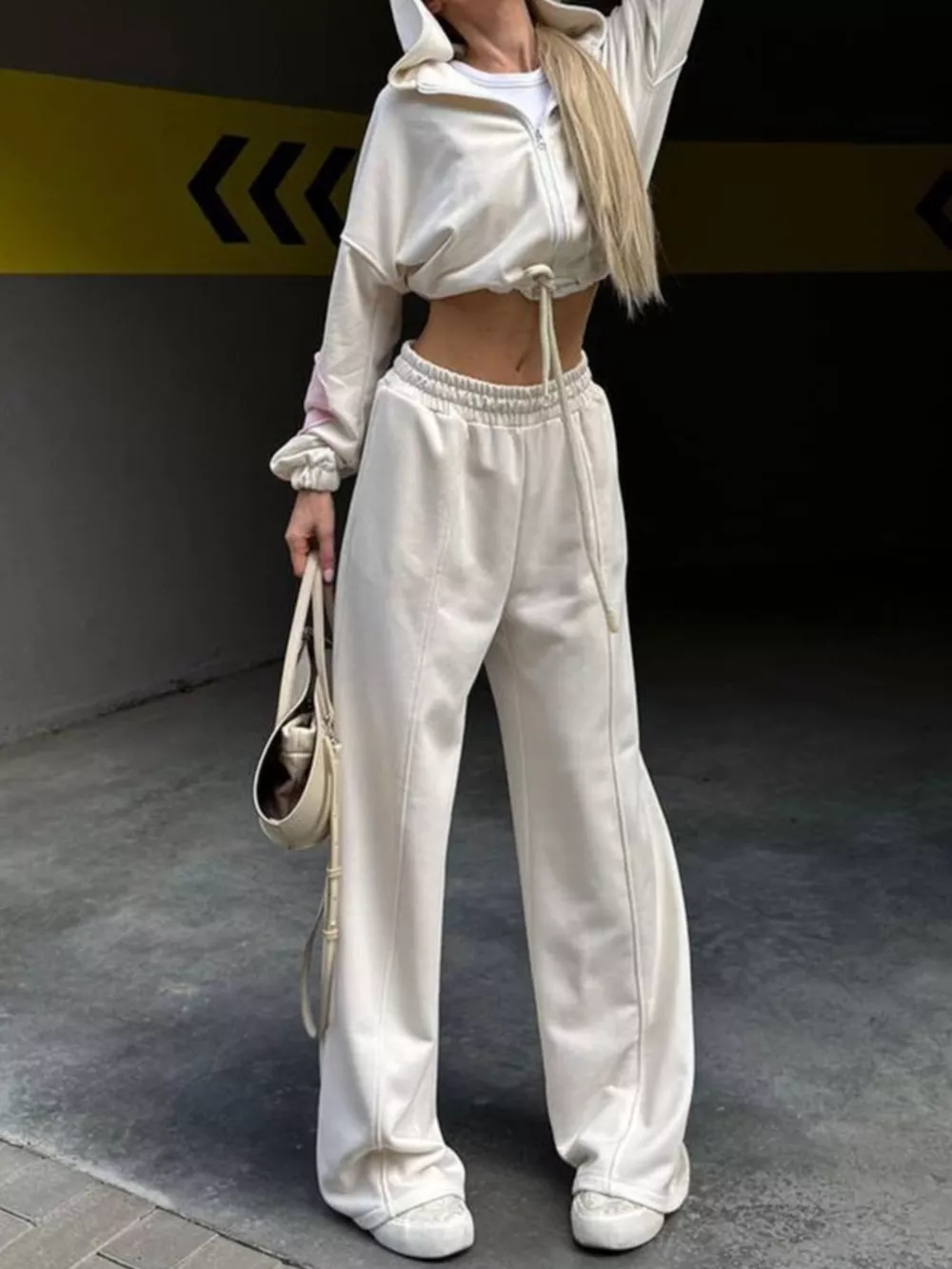 Zip Up Hoodie and Wide-Leg Pants Set, image 6