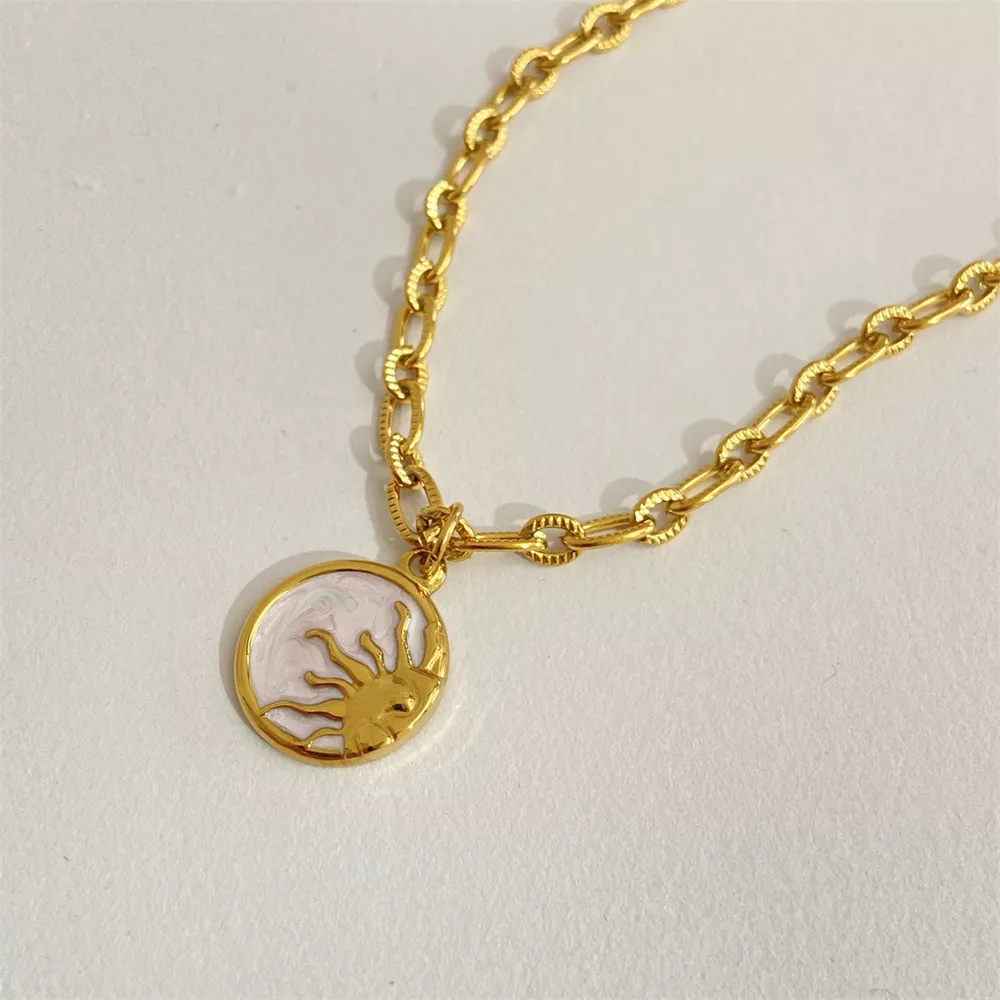 18K Gold-Plated Titanium Steel Pendant Necklace, image 3