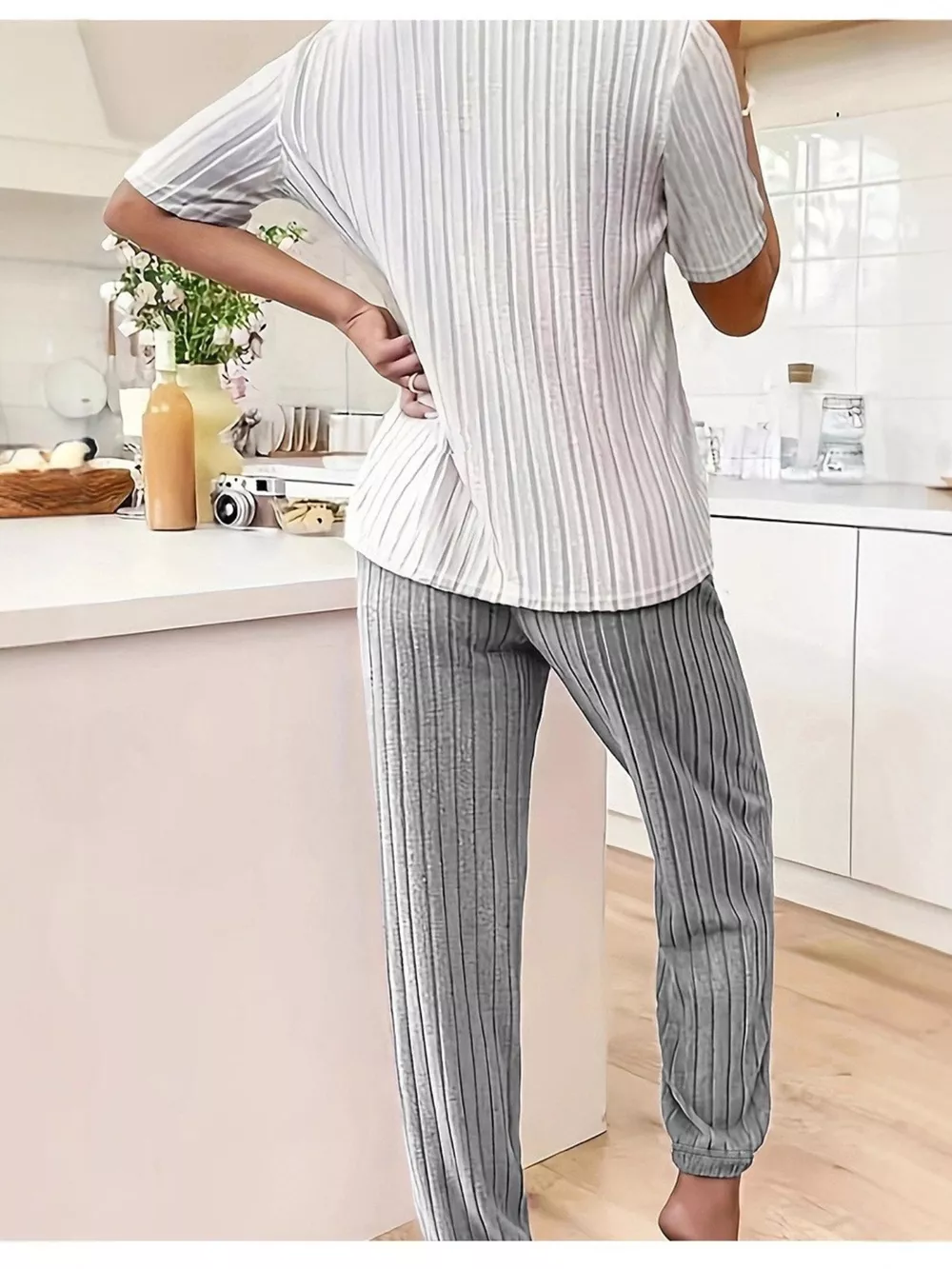 Heart Ribbed Knit Top and Pants Lounge Set, image 5