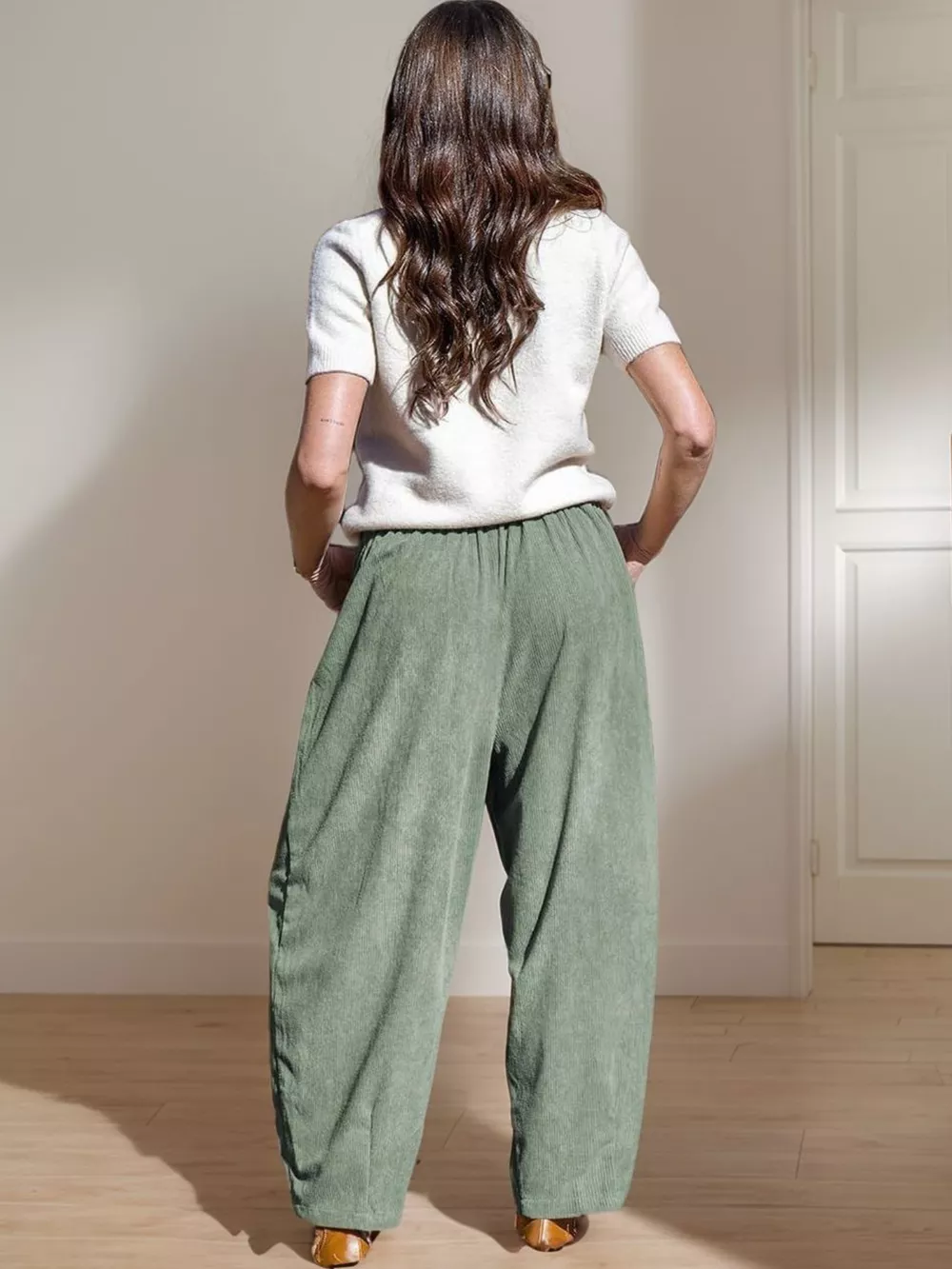 Casual Corduroy Wide Leg Pants with Pockets, image 6