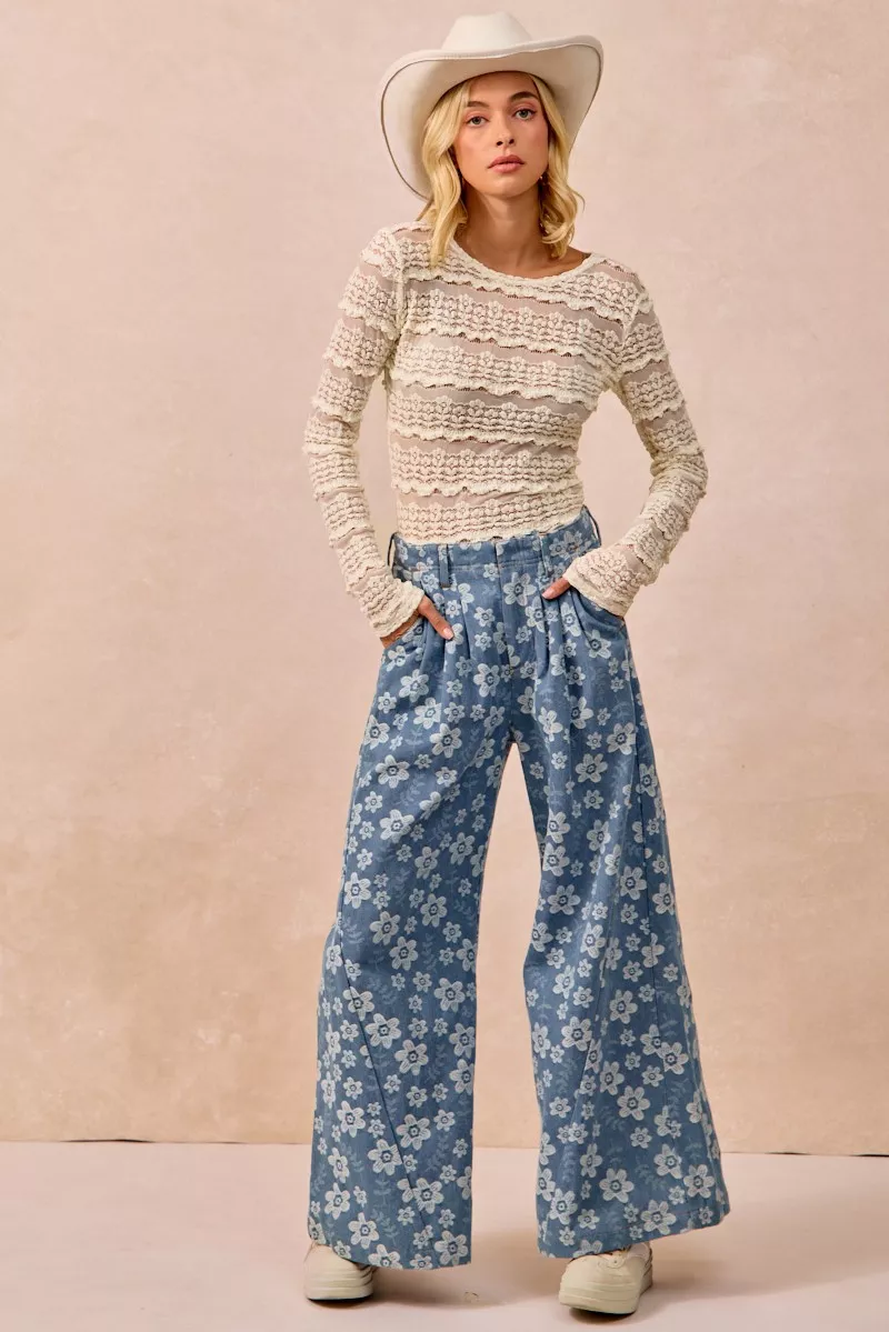 Ruffles Detail Flower Lace Top, image 6