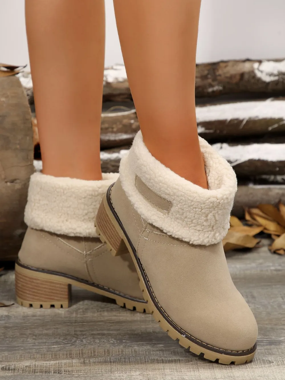 Thermal Fuzzy Block Heel Boots, image 27