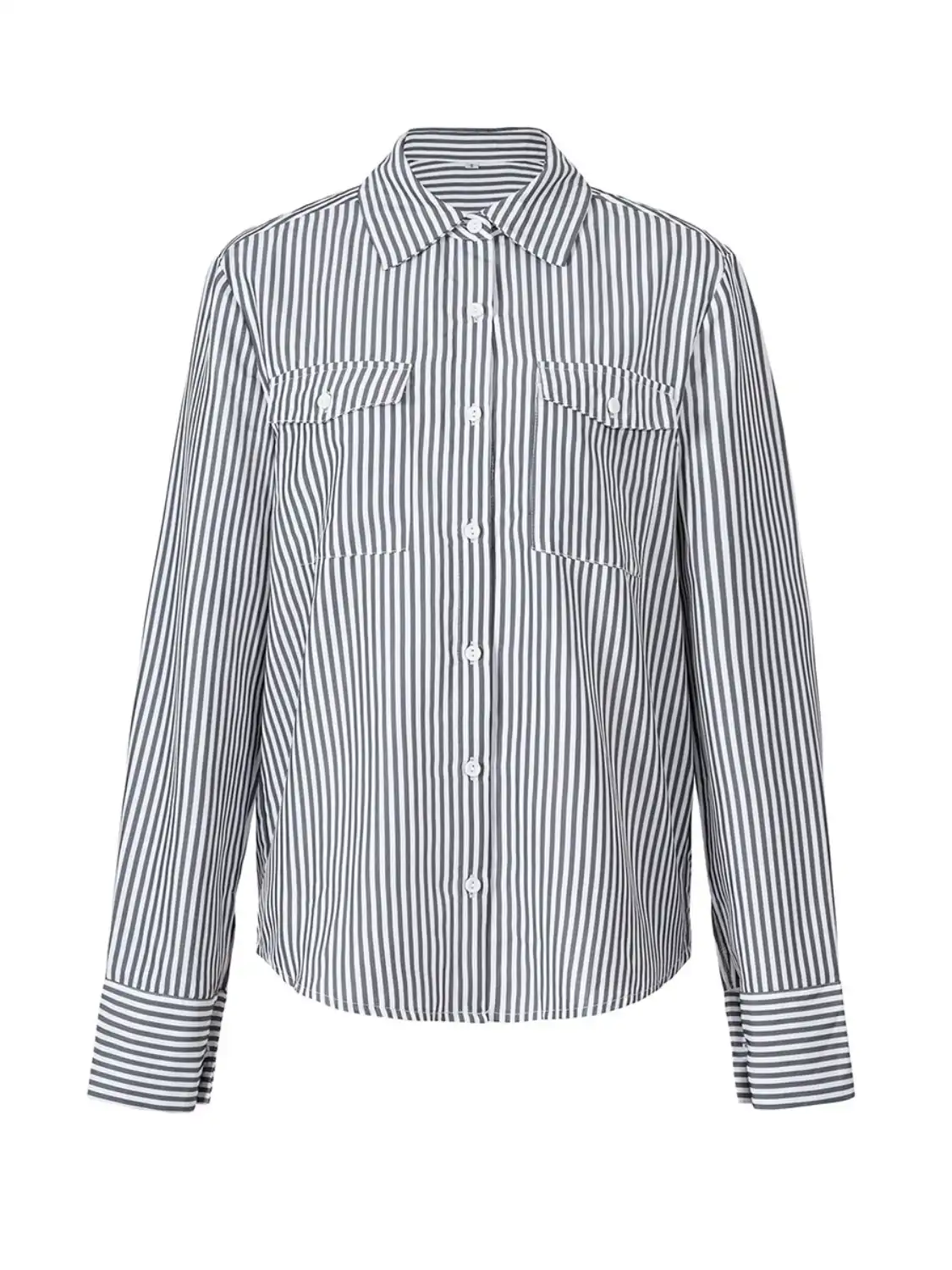 Striped Collared Neck Long Sleeve Shirt, image 4