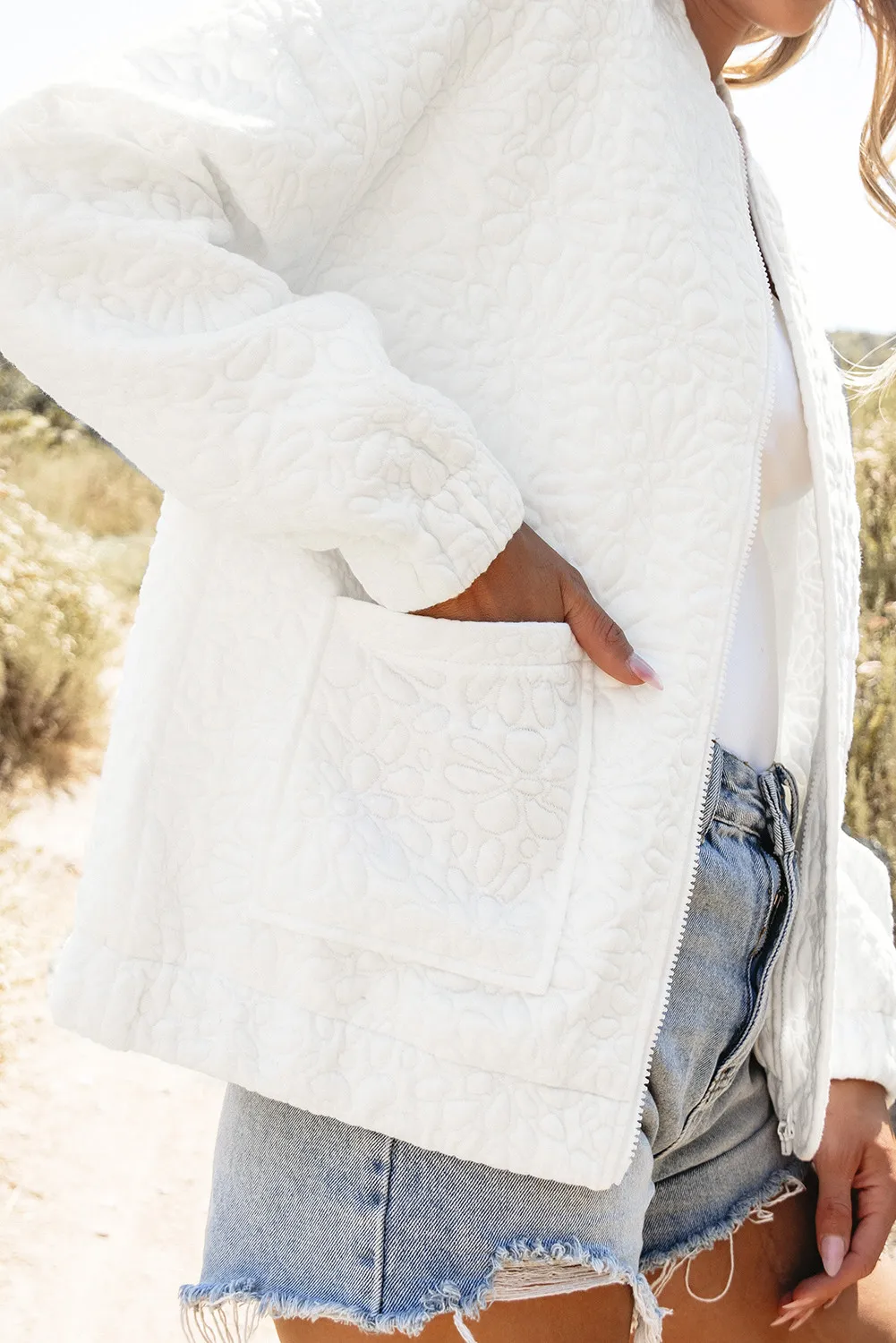 Baseball Collar Floral Quilted Jacket, image 18
