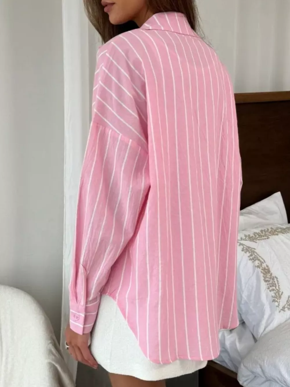 Button Down Striped Collared Neck Long Sleeve Shirt, image 11
