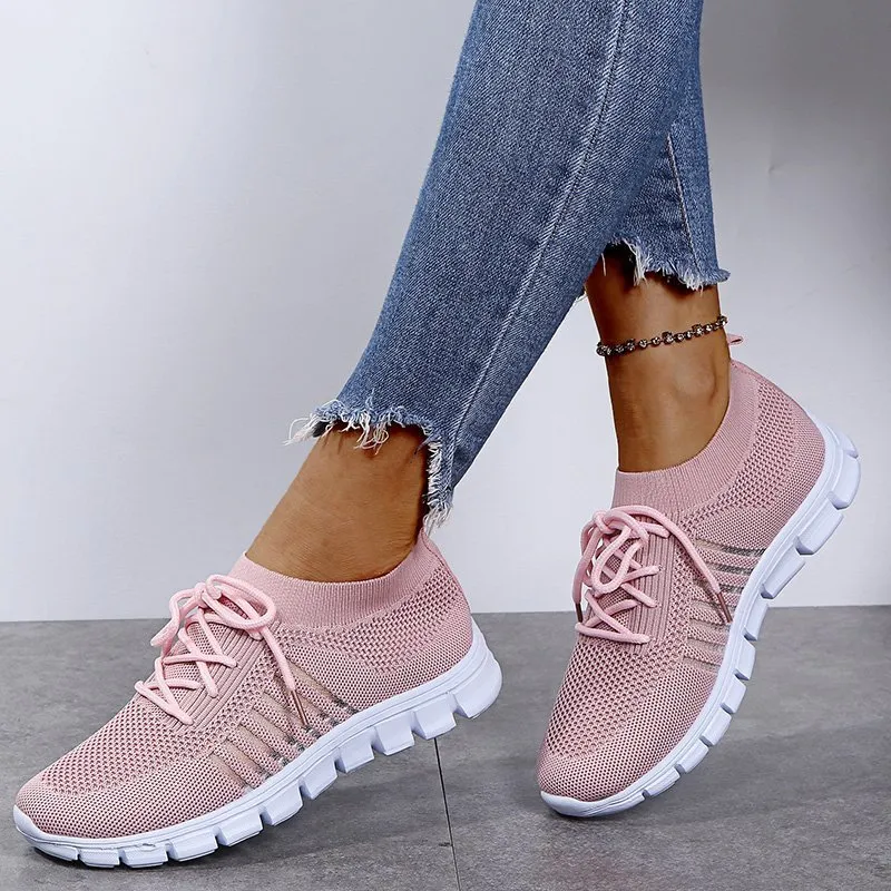 Breathable Mesh Lace Up Sneakers, image 5