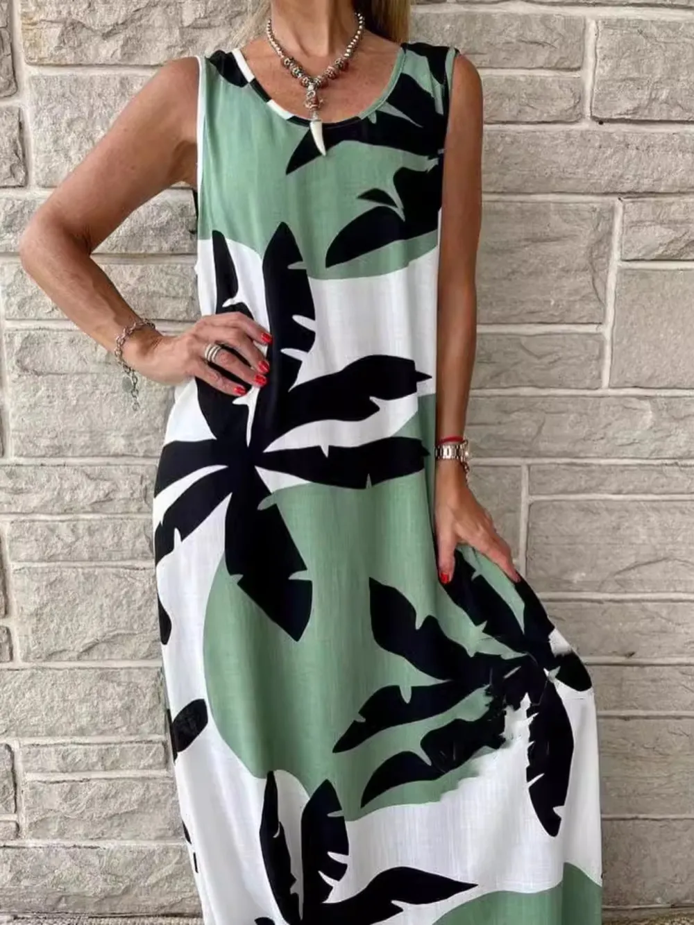 Printed Round Neck Mini Tank Dress, image 16