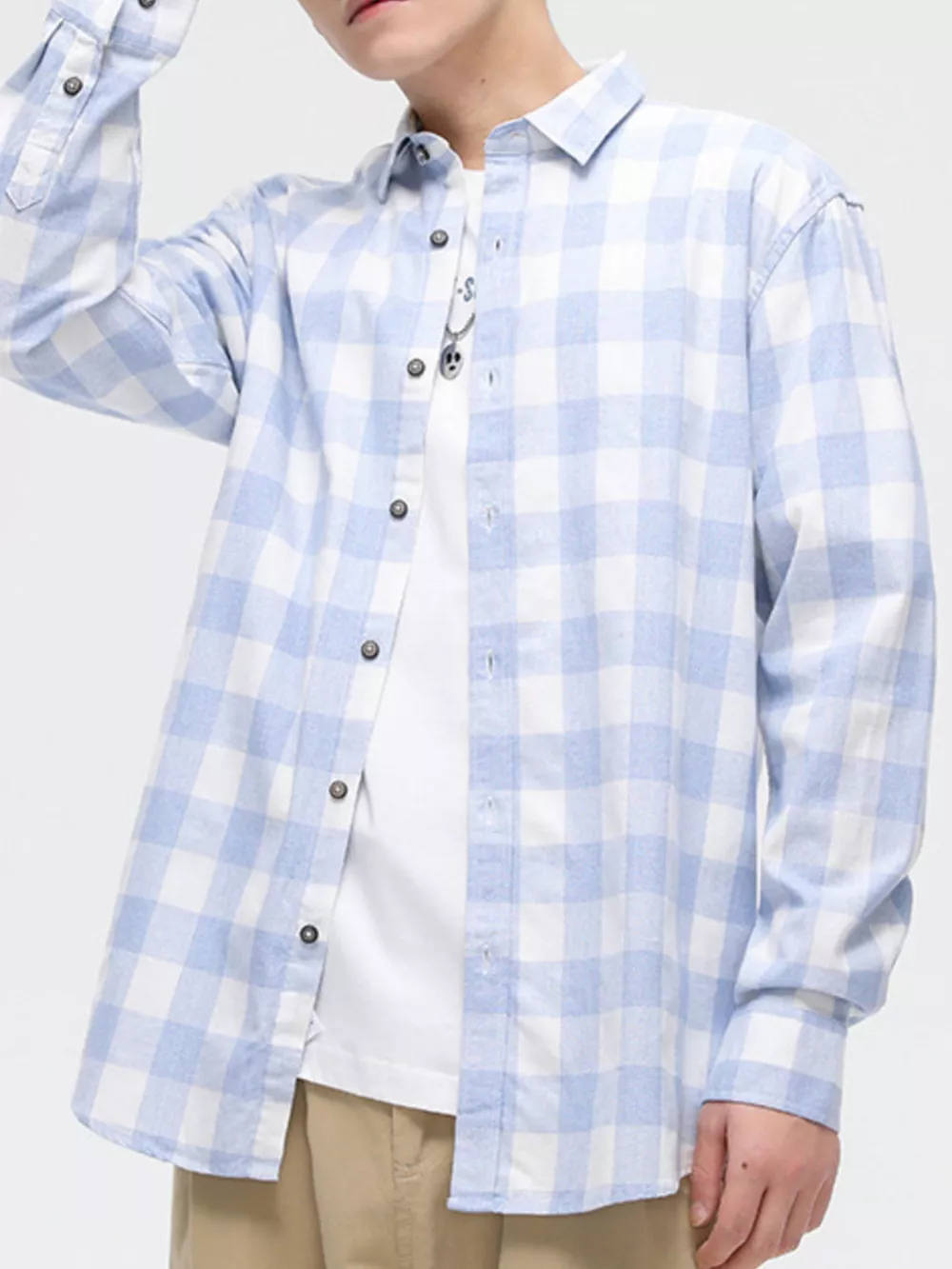 Men's Full Size Casual Plaid Button Up Shirt Plus Size, image 2