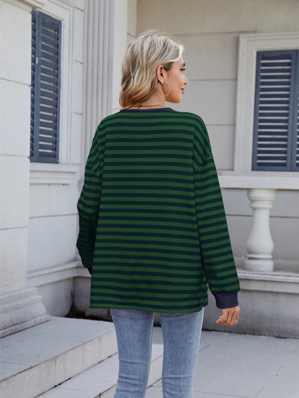 Lace-Up Striped Long Sleeve T-Shirt, image 19
