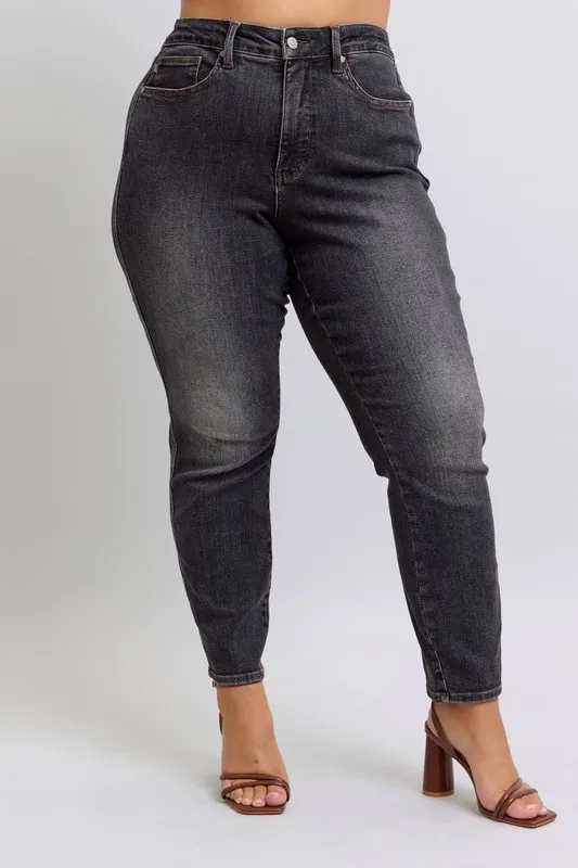 Full Size Mid Rise Tummy Control Slim Jeans Plus Size, image 3