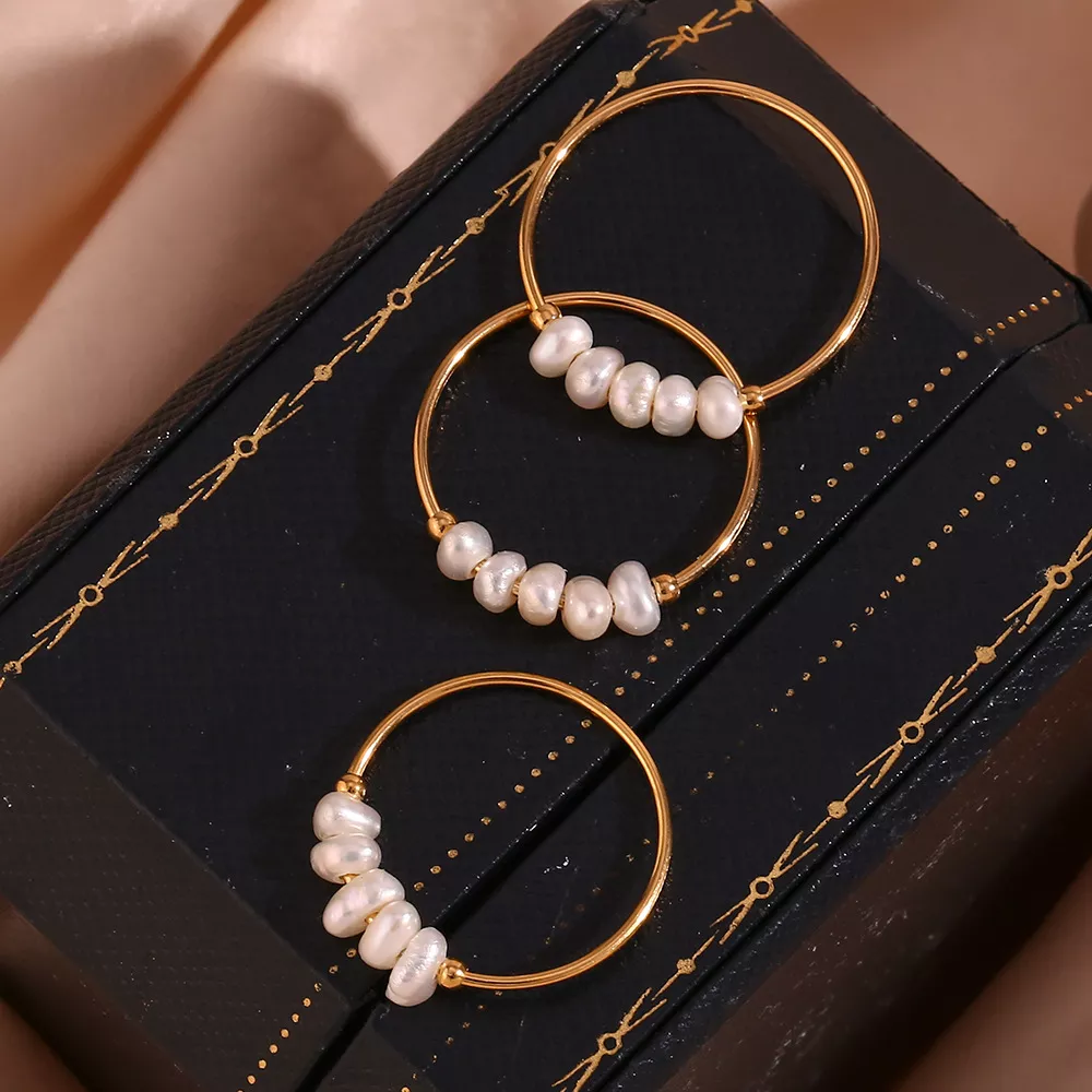 18K Gold-Plated Baroque Pearl Ring, image 6