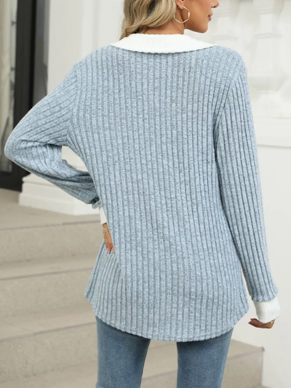 Ribbed Knit Long Sleeve T-Shirt, image 26