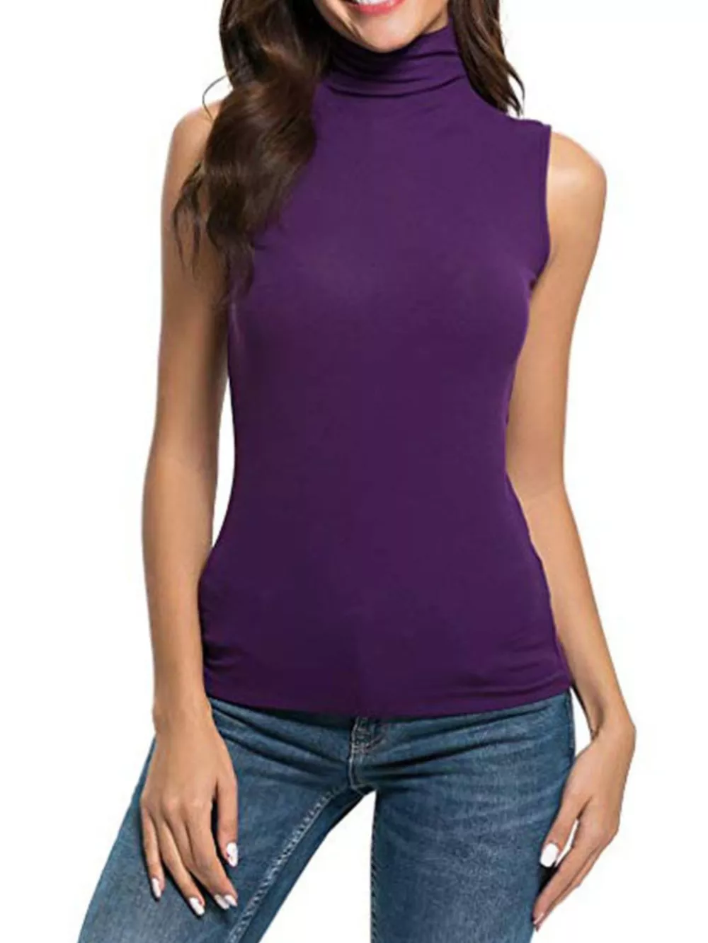 Sleeveless Turtleneck Slim Fit T-Shirt, image 13