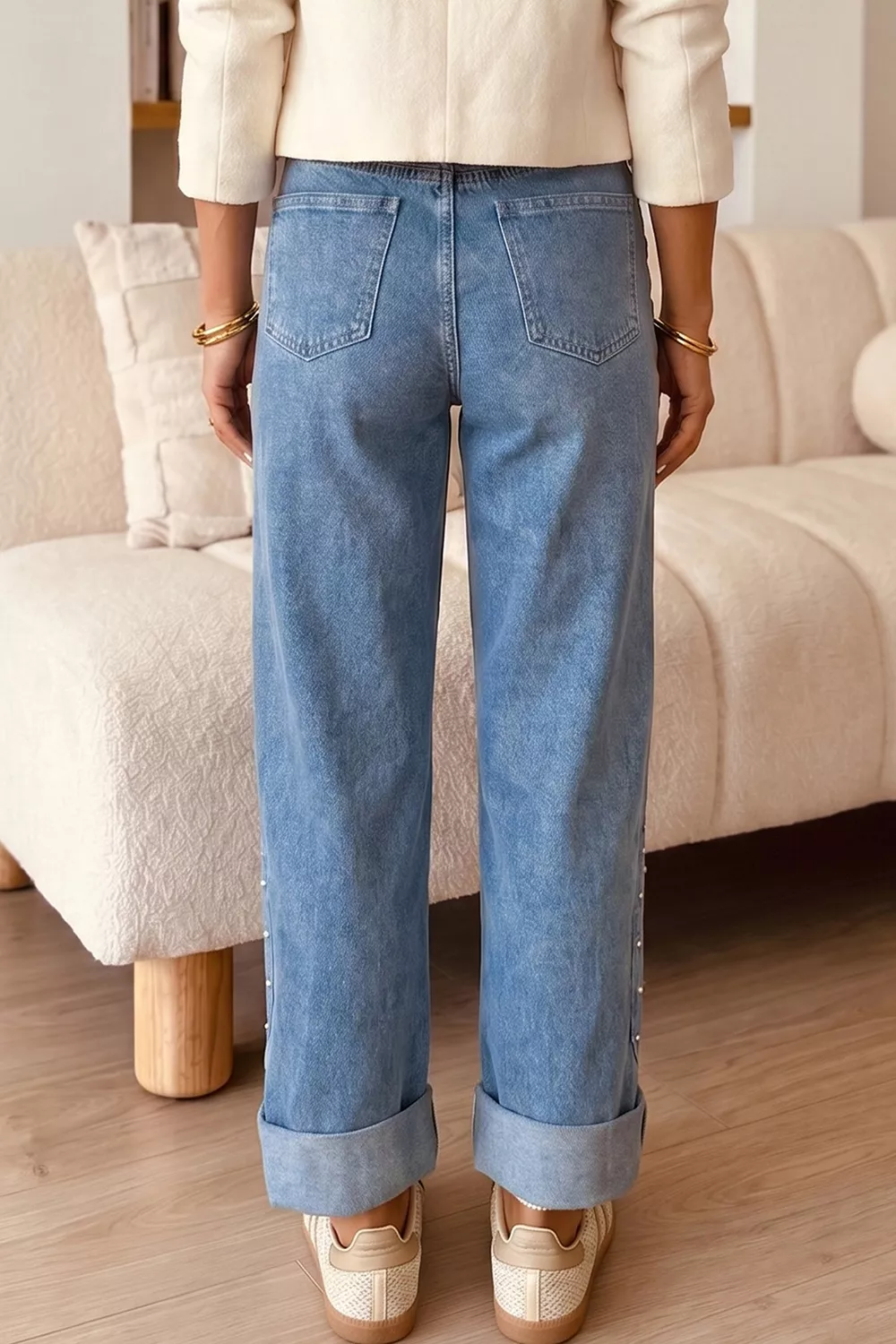 Side Seam Rivet Detail Ankle Length Casual Jeans, image 2