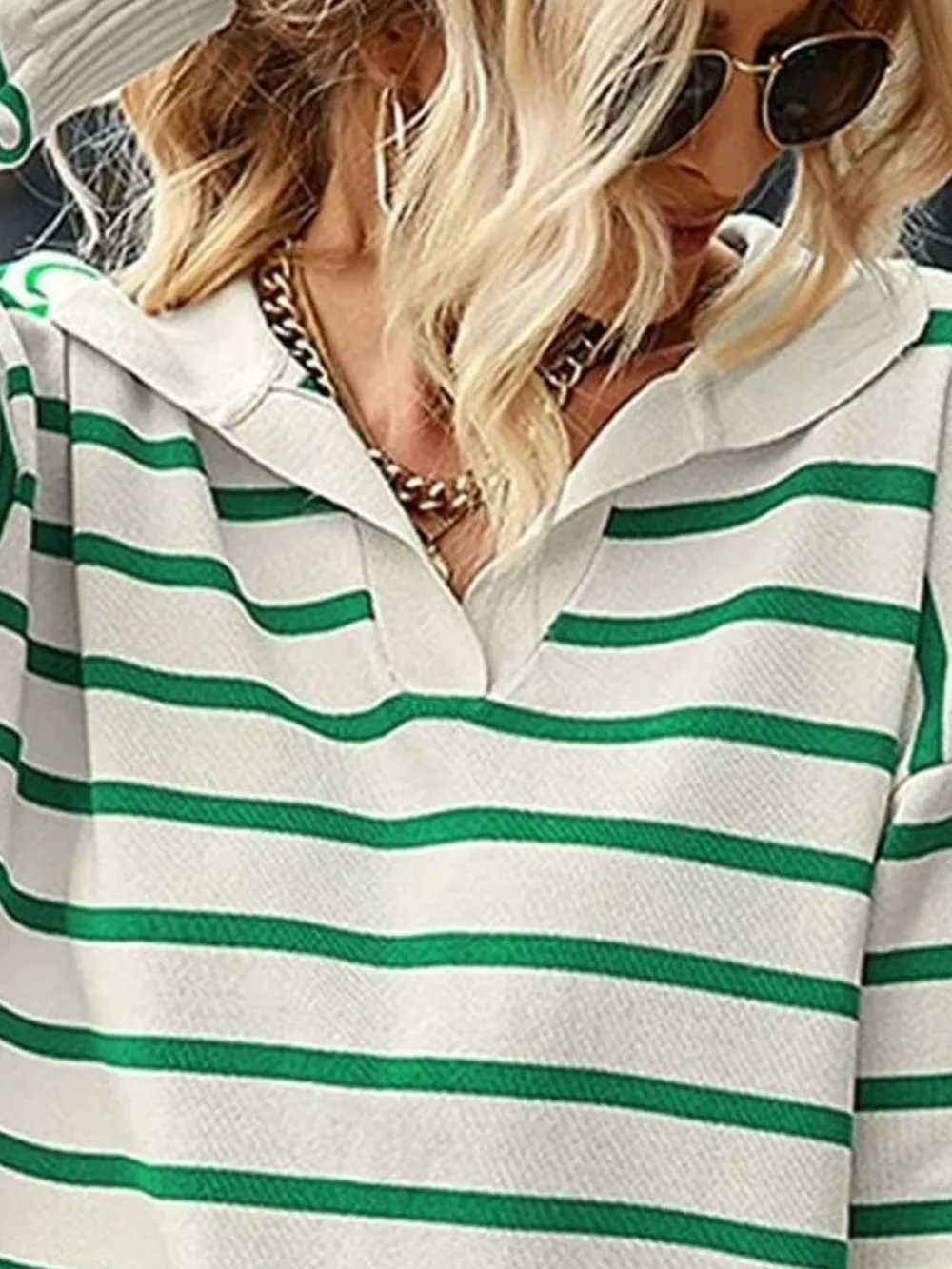 Ribbed Hem Long Sleeve Striped Sweater, image 5