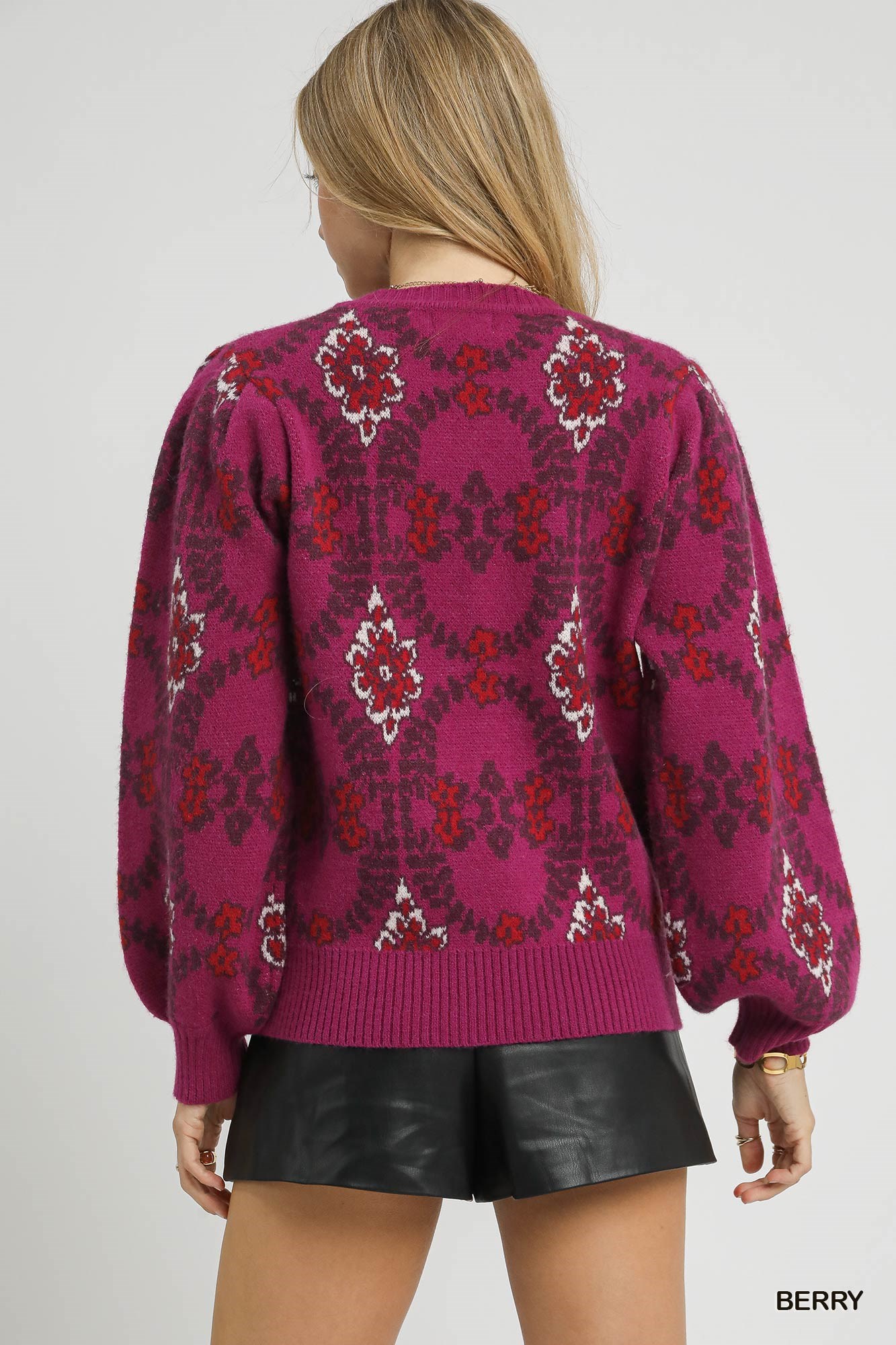 Boho Patterned Long Sleeve Sweater, image 4