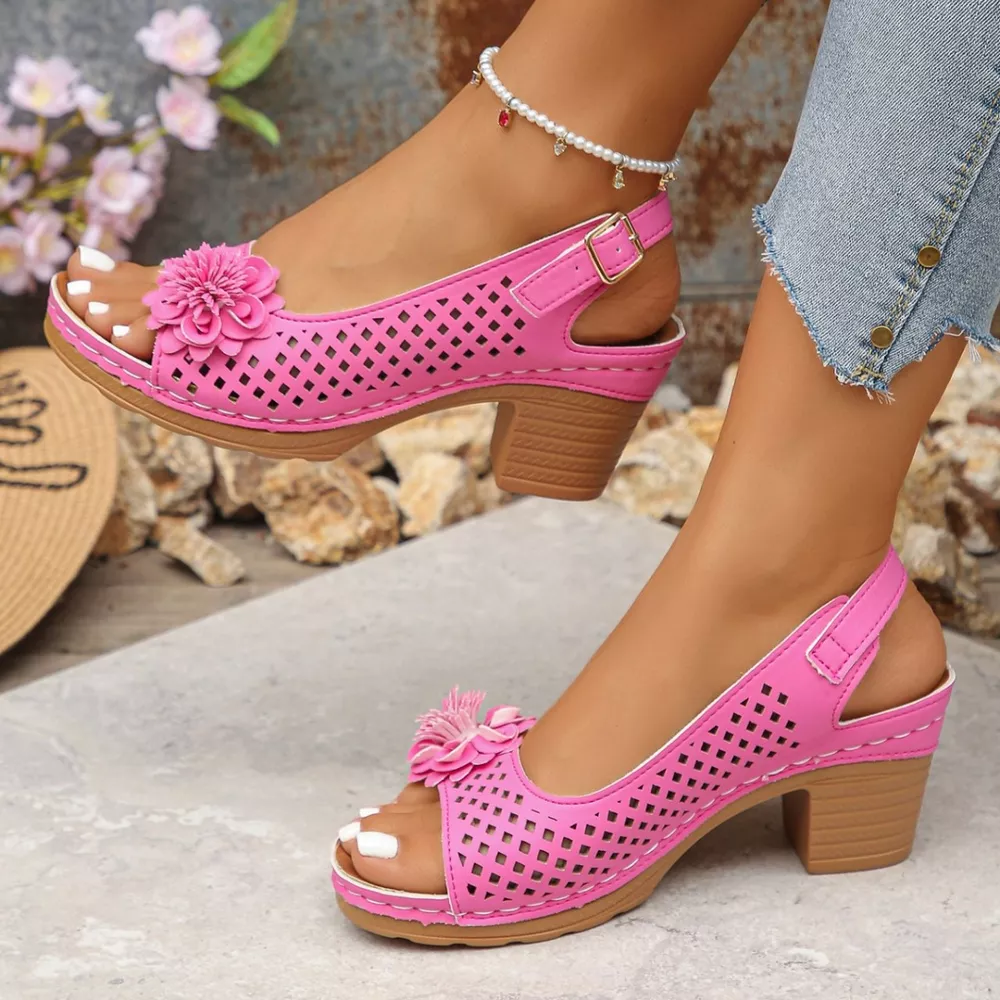 Floral Accent Block Heel Sandals, image 23
