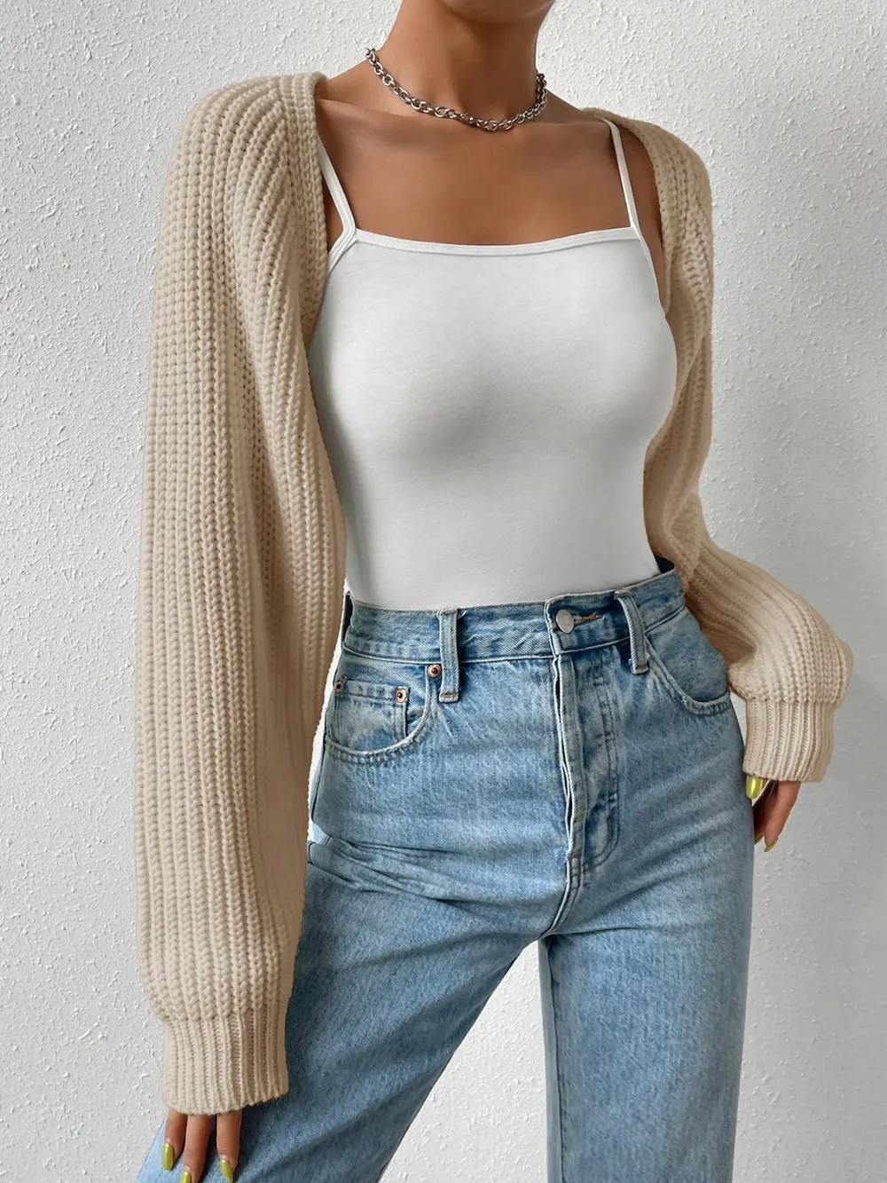 Open Front Long Sleeve Cropped Cardigan, image 17