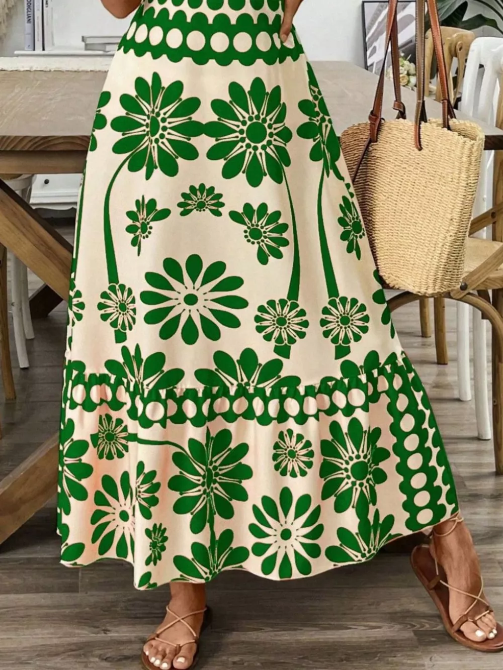 Floral Print Tie-Shoulder Midi Dress, image 11