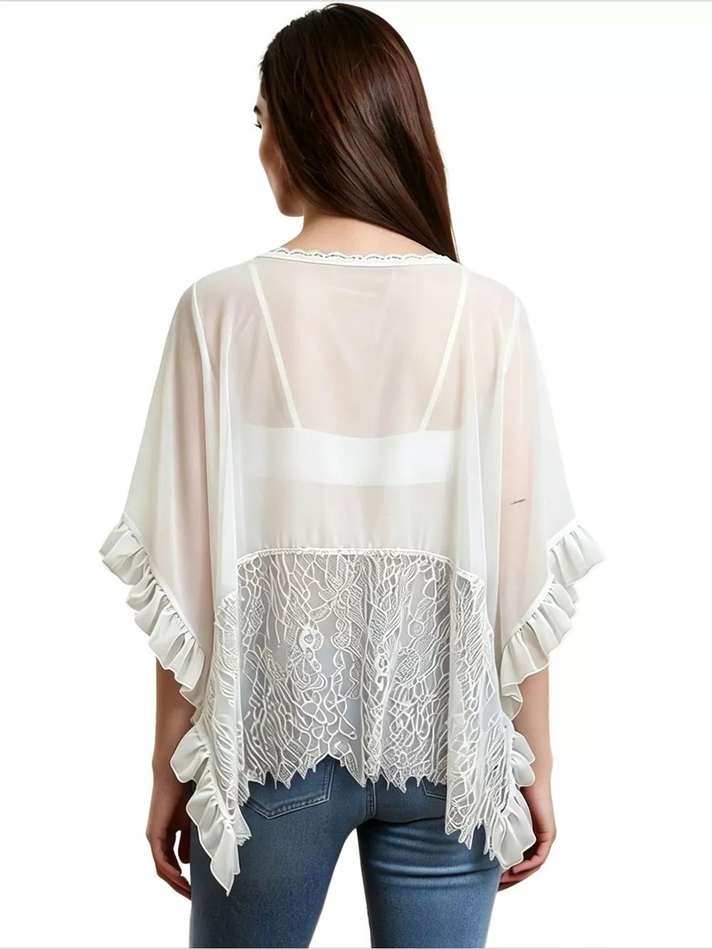Lace Trim Flowy Cover-Up, image 8