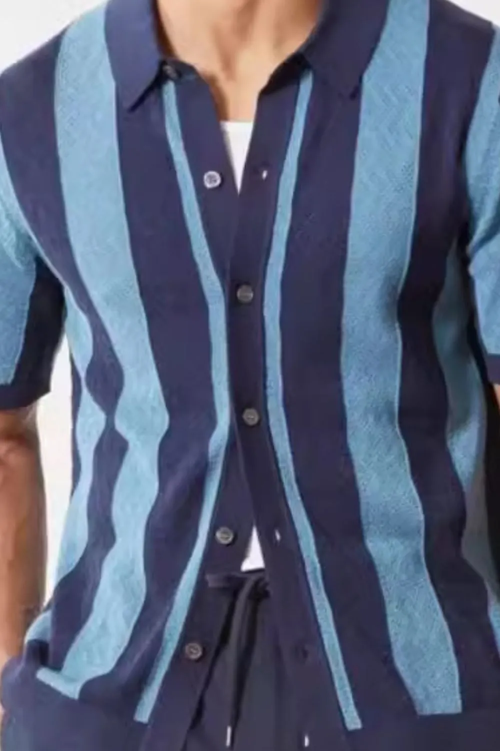 Men's Plus Size Striped Button Down Short Sleeve Shirt, image 4