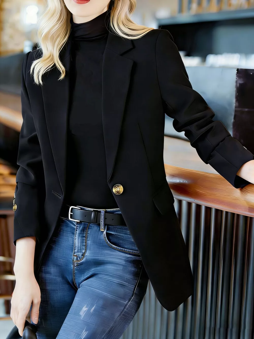 Full Size One Button Lapel Collar Blazer Plus Size, image 15