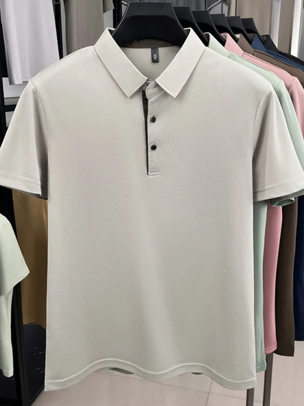 Men's Plus Size Button Detail Short Sleeve Polo, image 2
