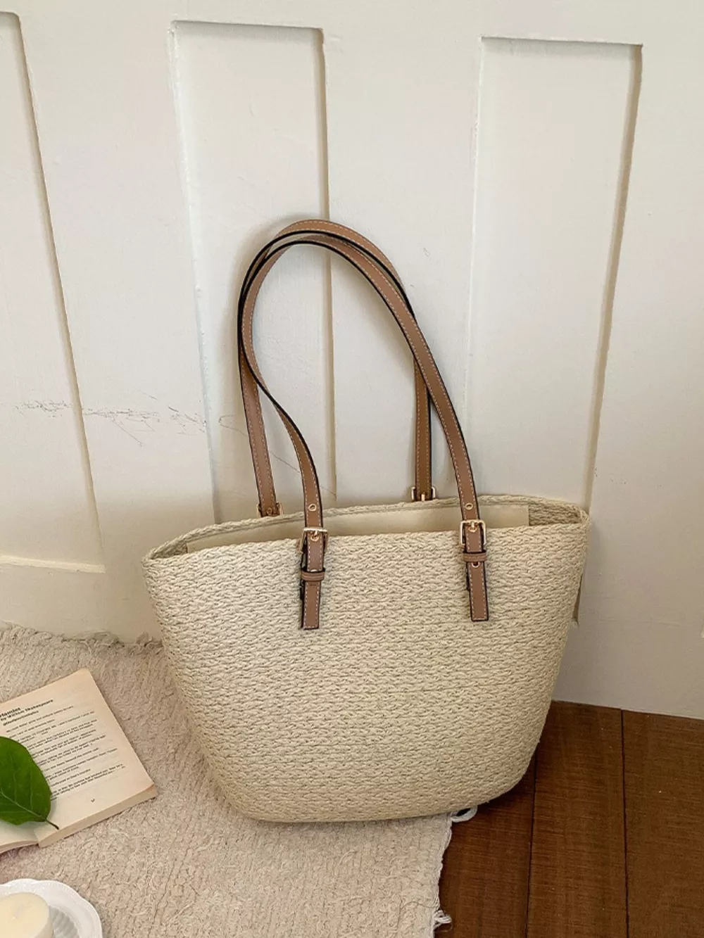 Straw Woven Tote Shoulder Bag, image 5