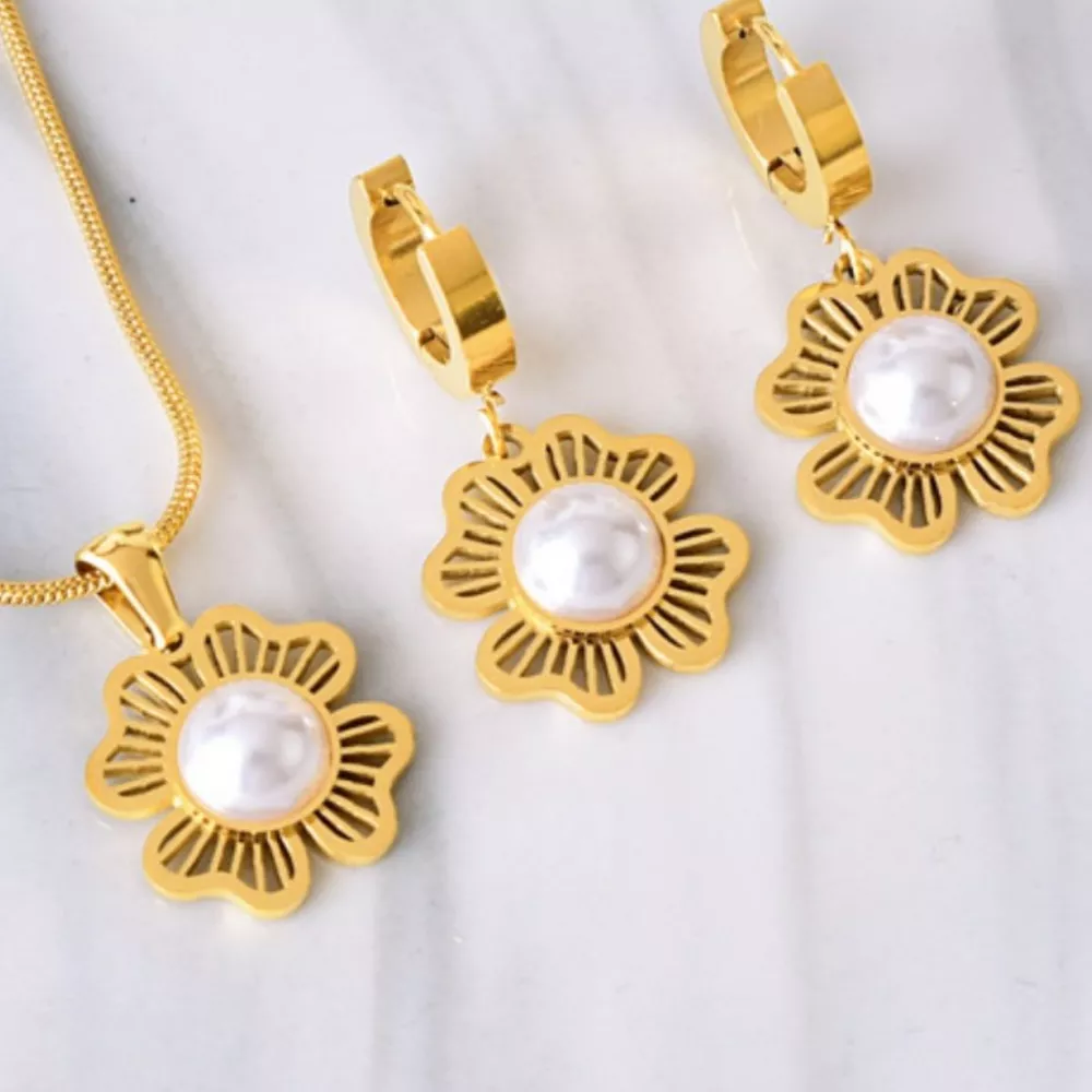 18K Gold-Plated Flower Jewelry Set, image 5