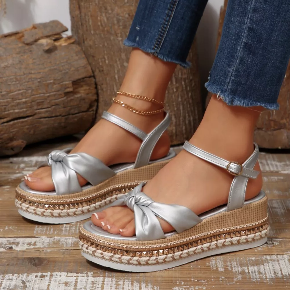 Bow Knot Platform Wedge Sandals, image 21