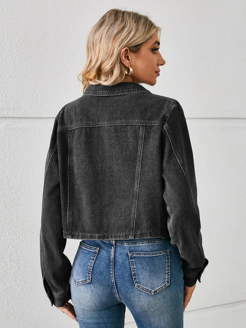 Button Up Long Sleeve Denim Jacket, image 12