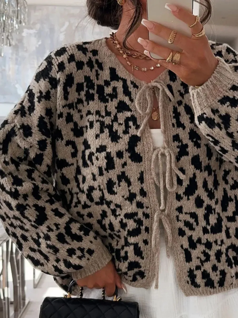 Leopard Tie Front Cardigan, image 27