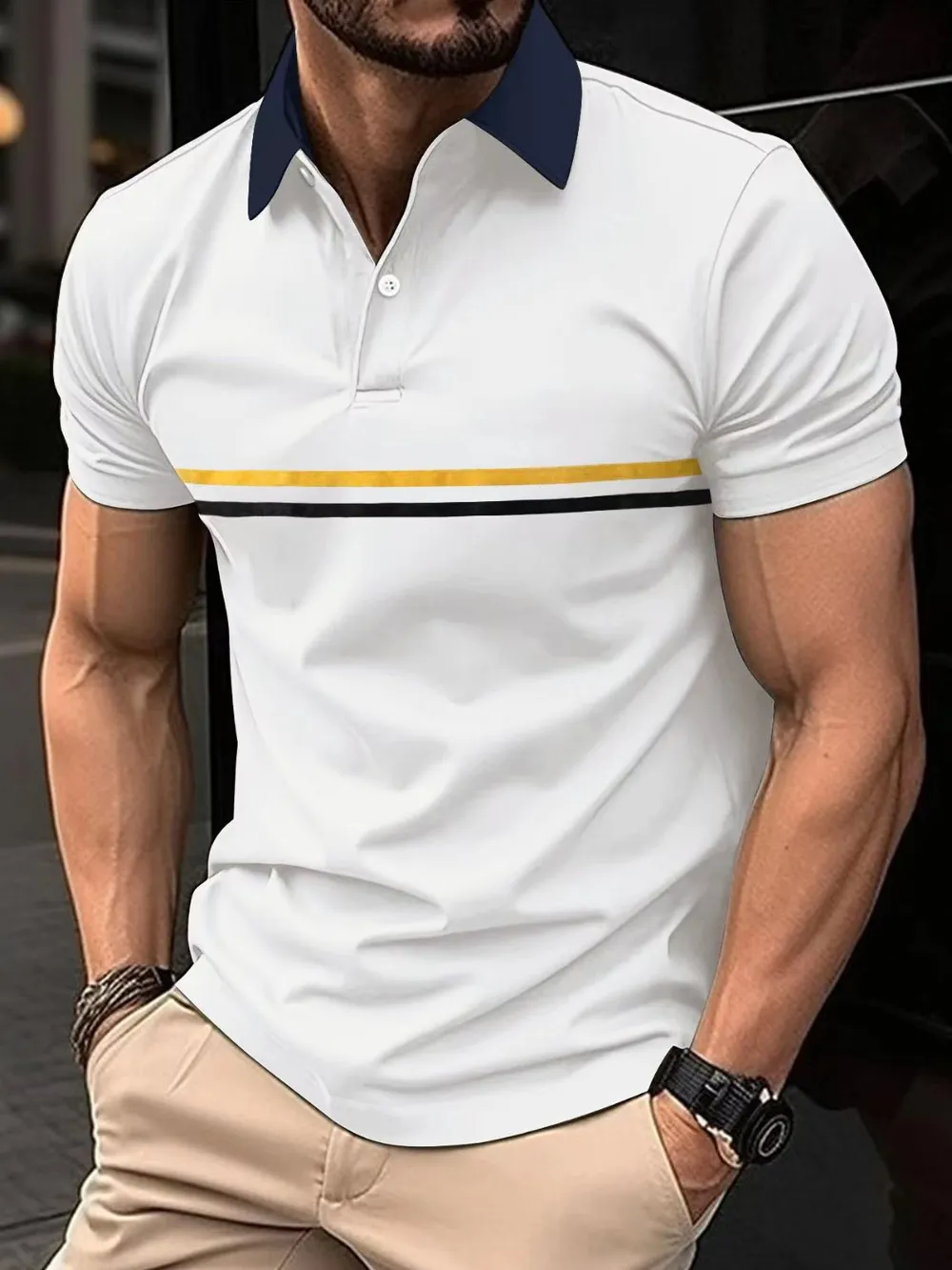 Men's Full Size Collared Neck Short Sleeve Polo Plus Size, image 3