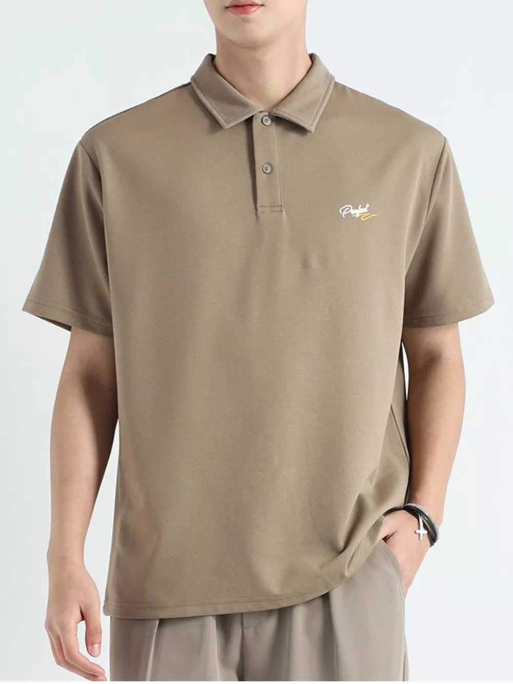 Men's Plus Size Button Detail Short Sleeve Polo, image 3