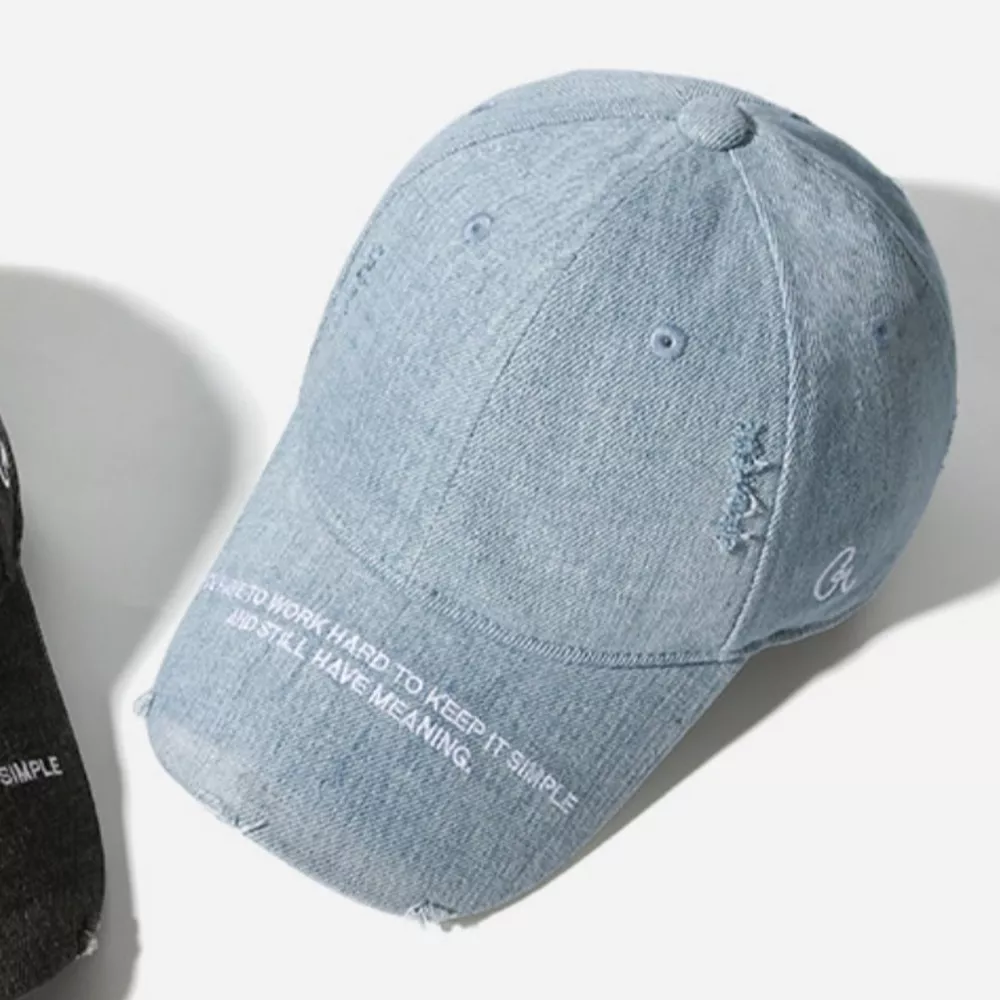 Distressed Denim Baseball Cap, image 2