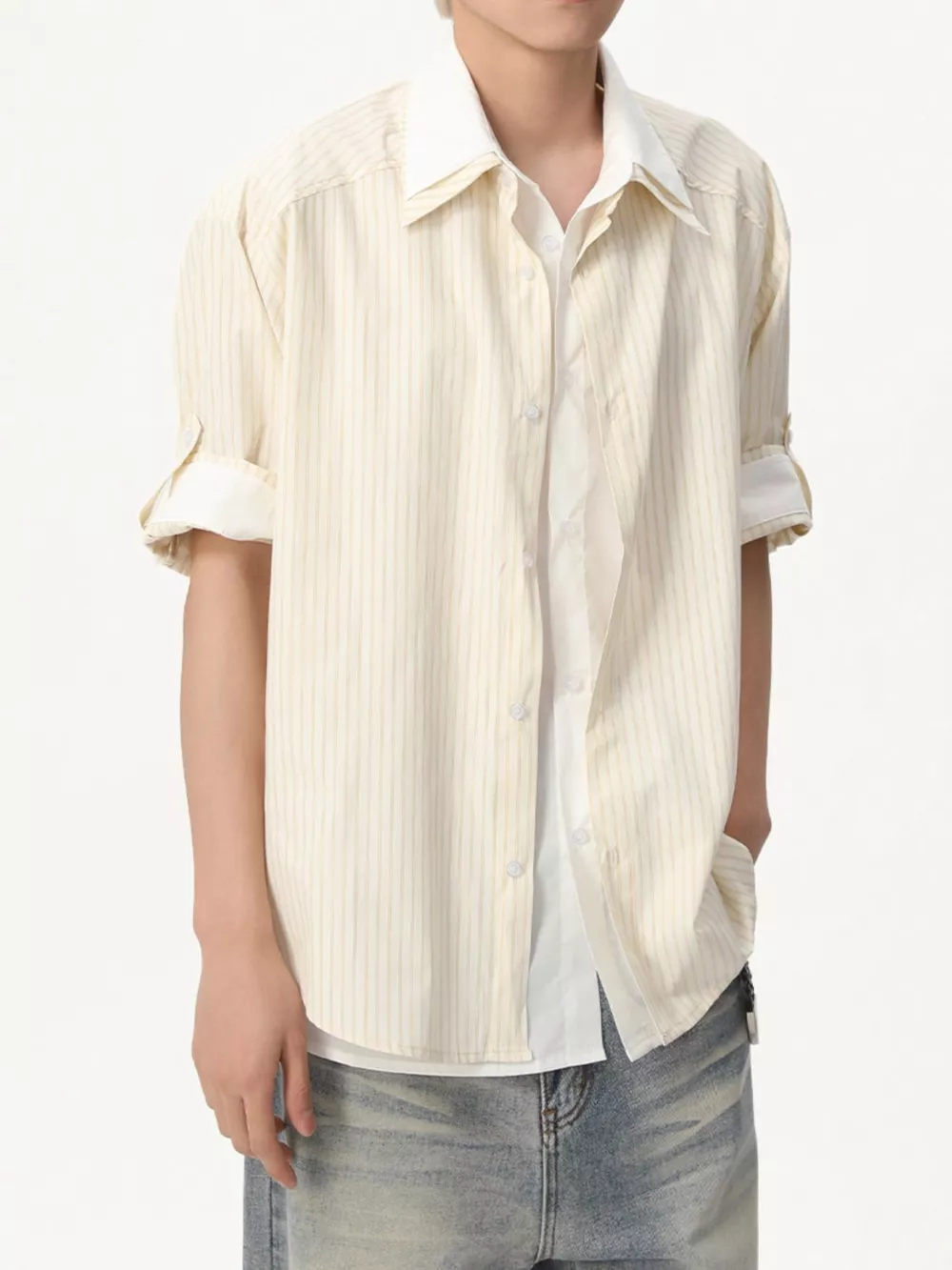 Men's Striped Button Up Shirt, image 6