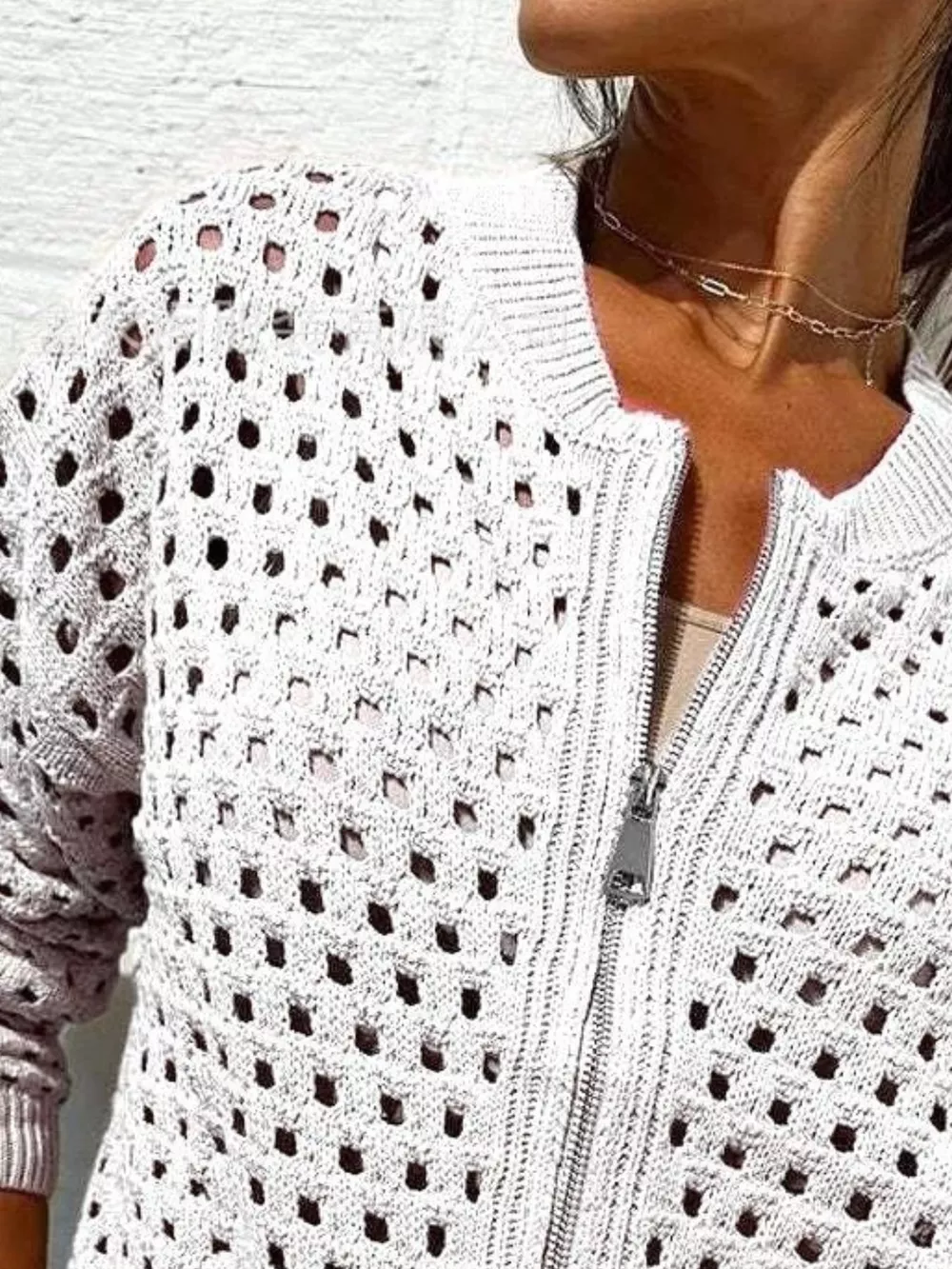 Full Size Crochet Knit Zip-Up Cardigan Plus Size, image 26
