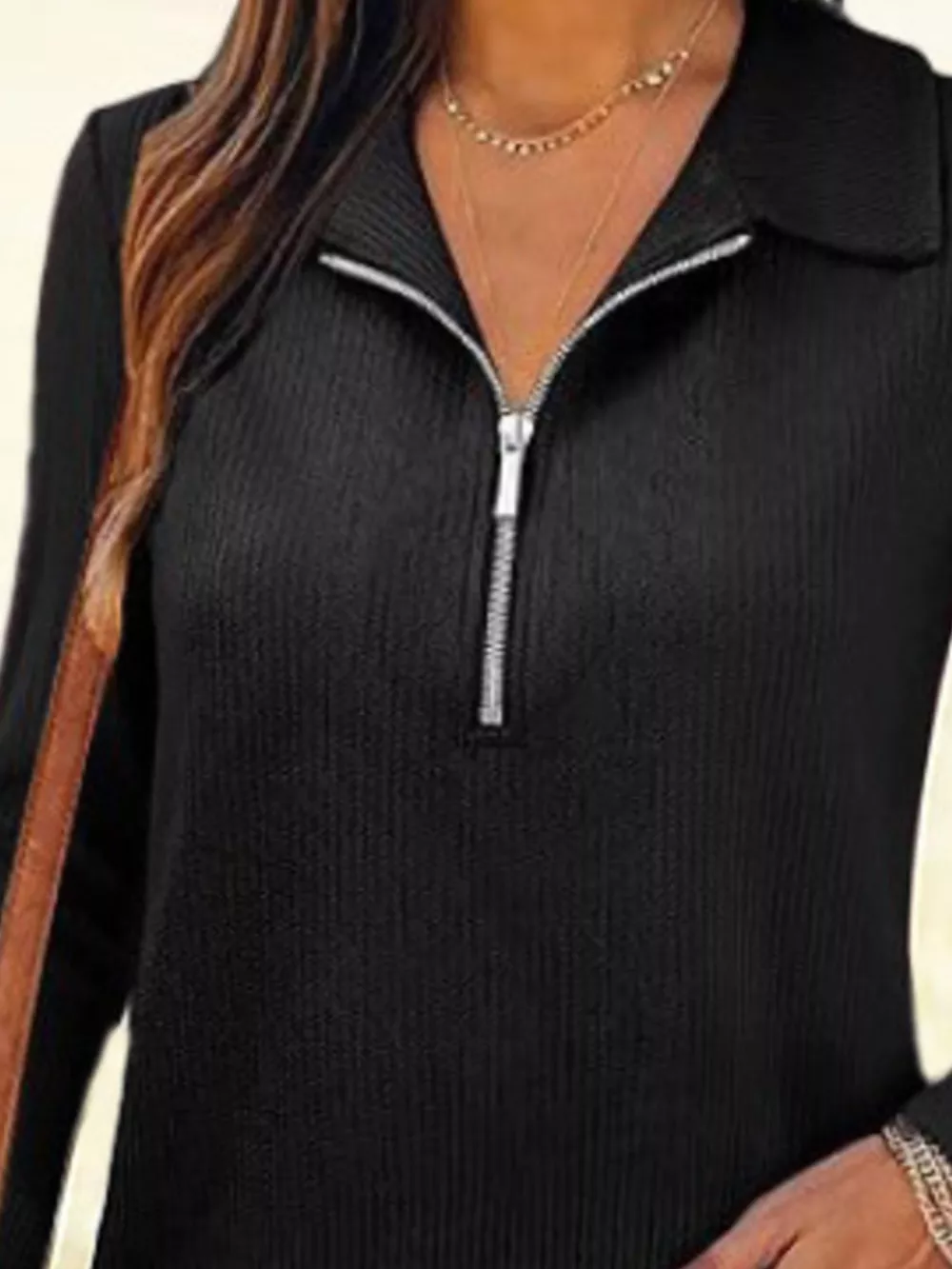 Half Zip Long Sleeve Knit Top, image 11