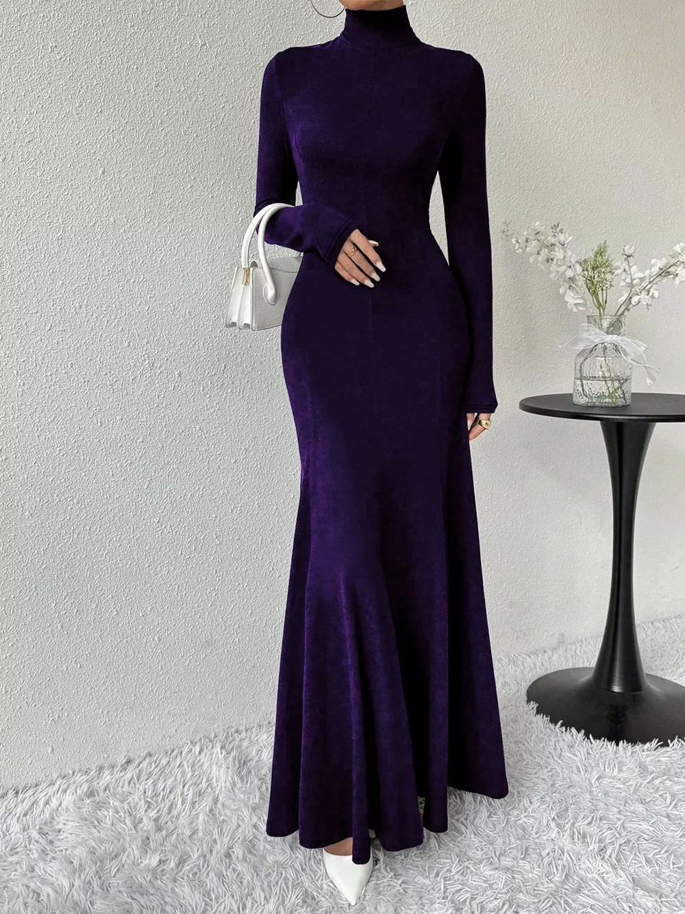 Turtleneck Long Sleeve Maxi Mermaid Dress, image 22