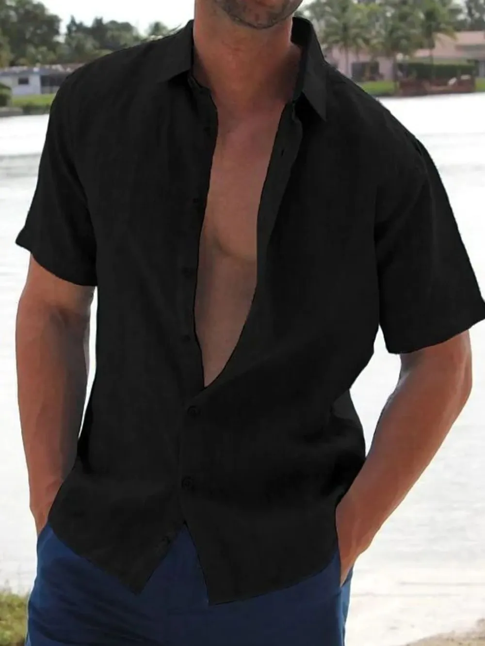 Men's Full Size Button Up Short Sleeve Shirt Plus Size, image 6