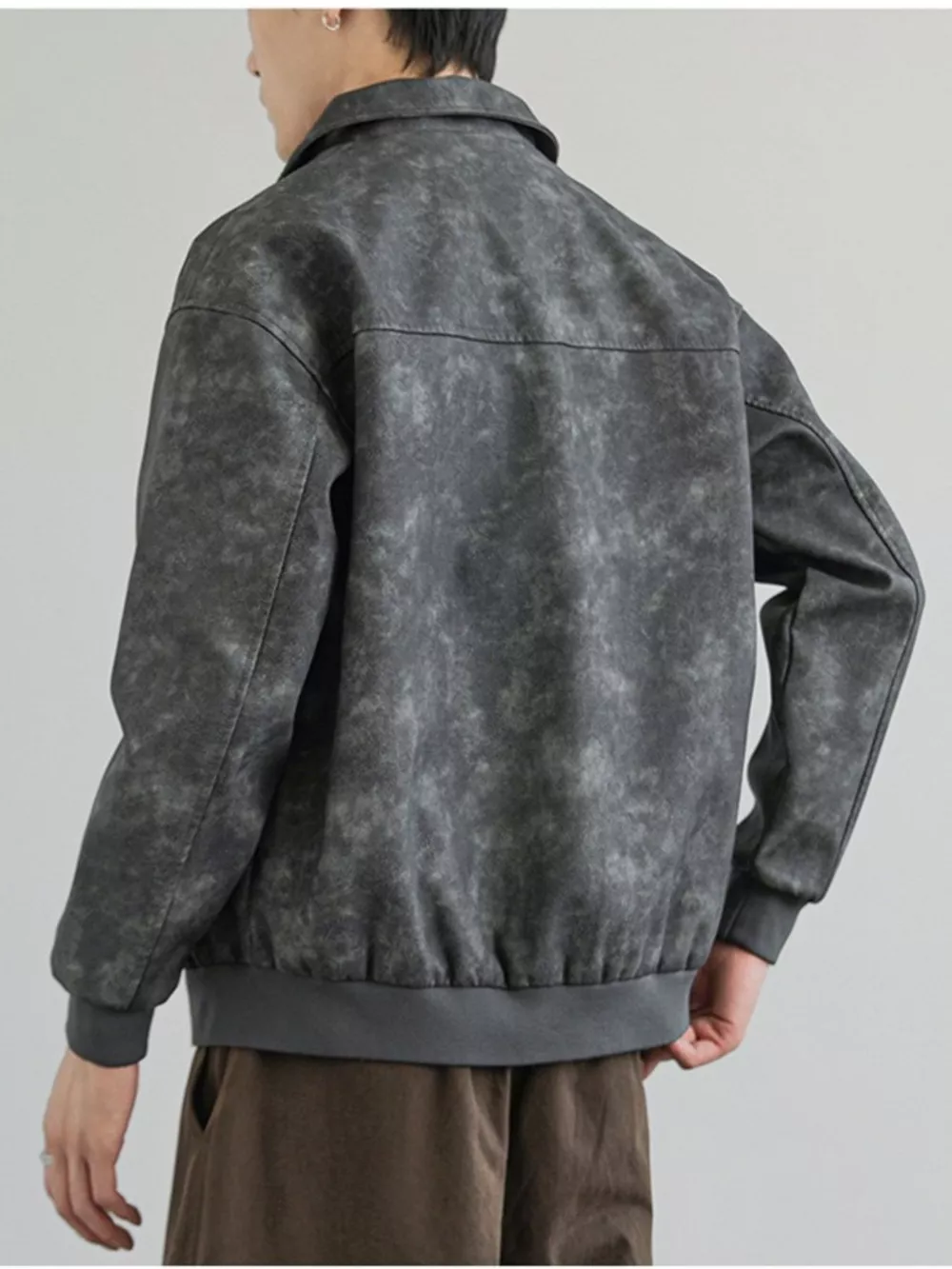 Men's Plus Size Zip Up Faux Leather Shacket, image 6