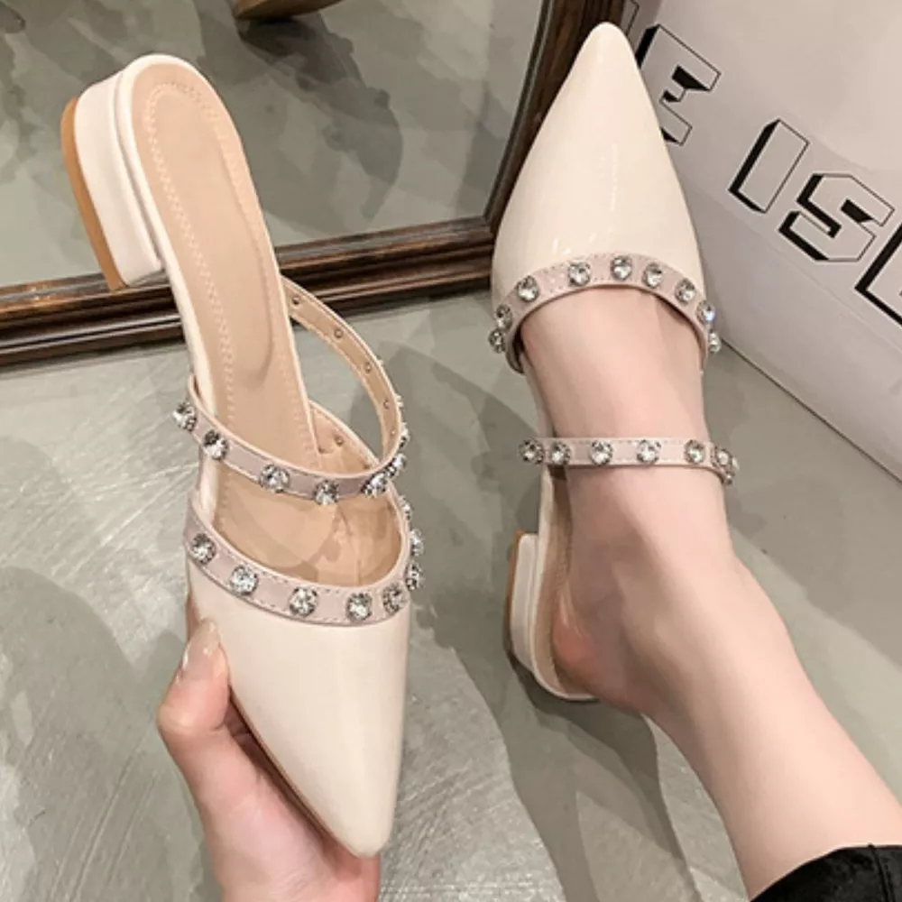Rhinestone Embellished Pointed Toe Sandals, image 7