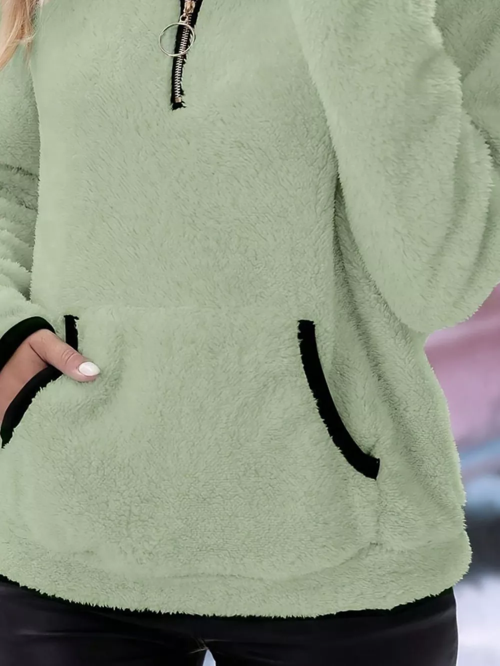 Full Size Cozy Fleece Quarter Zip Long Sleeve Sweatshirt Plus Size, image 28