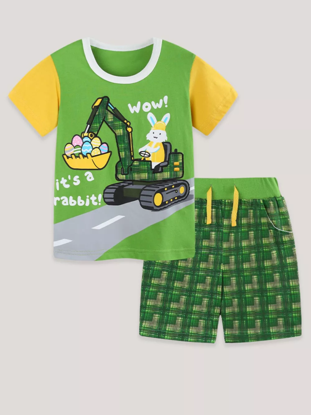 Children's Rabbit Excavator Print Tee and Shorts Set, image 2