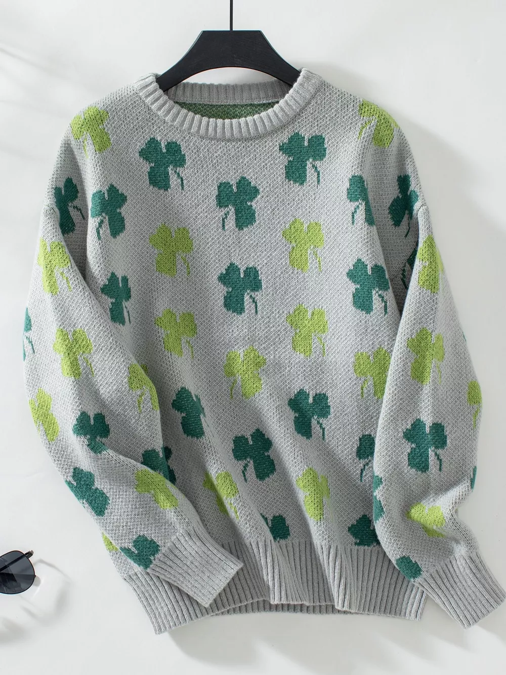 Clover Round Neck Long Sleeve Sweater, image 8