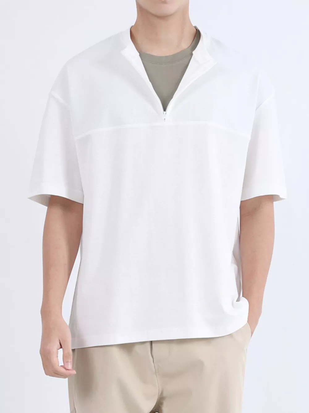 Men's Plus Size Half Sleeve Solid Color Top, image 6