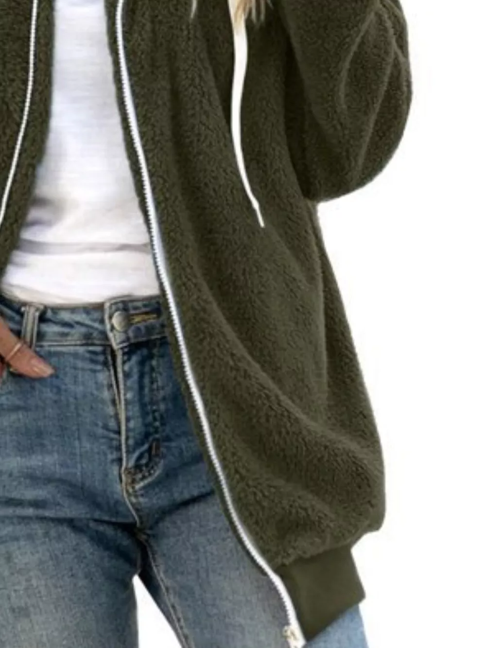 Full Size Cozy Fleece Zip-Up Hooded Jacket Plus Size, image 18