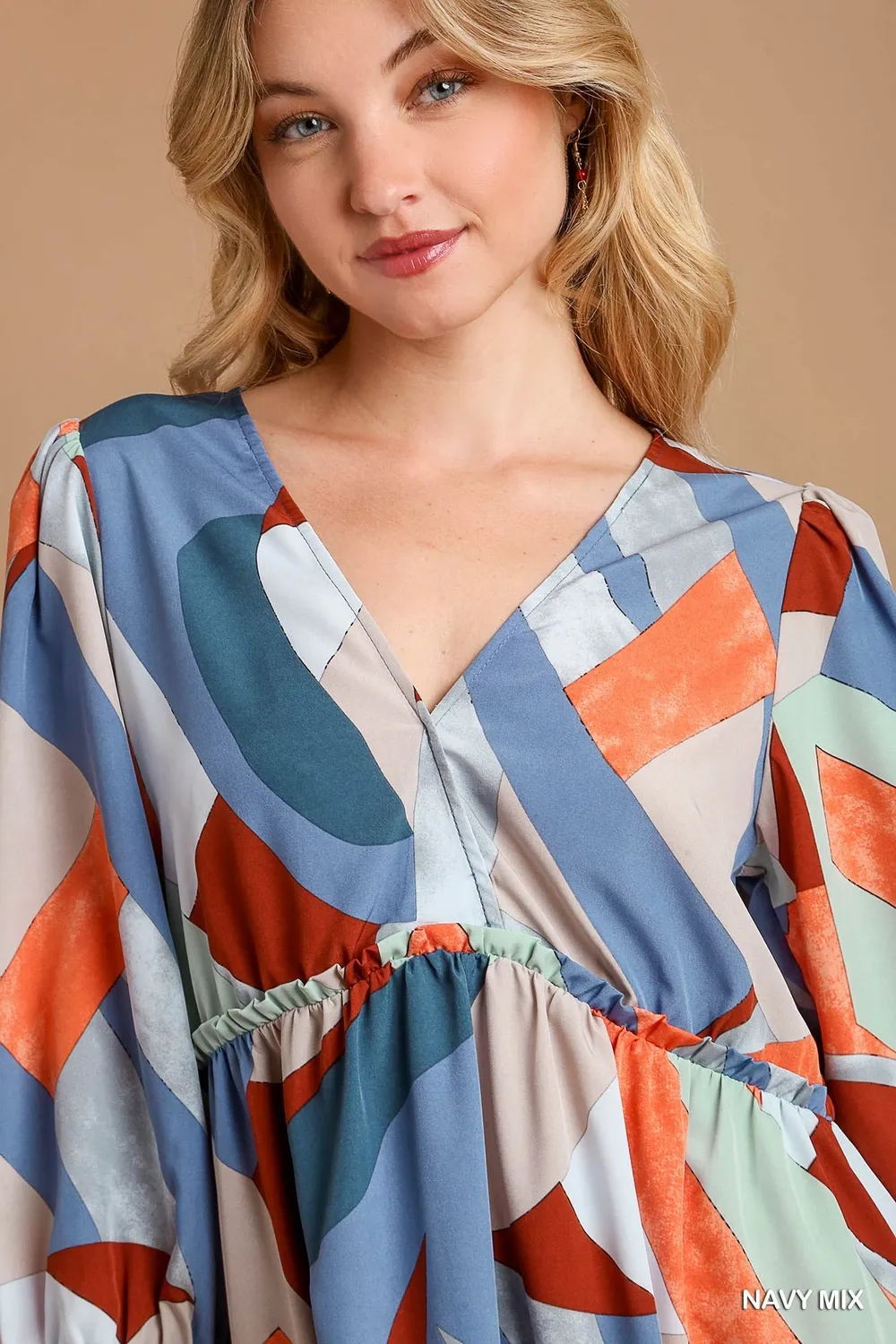 Abstract V-Neck Tiered Printed Dress, image 5