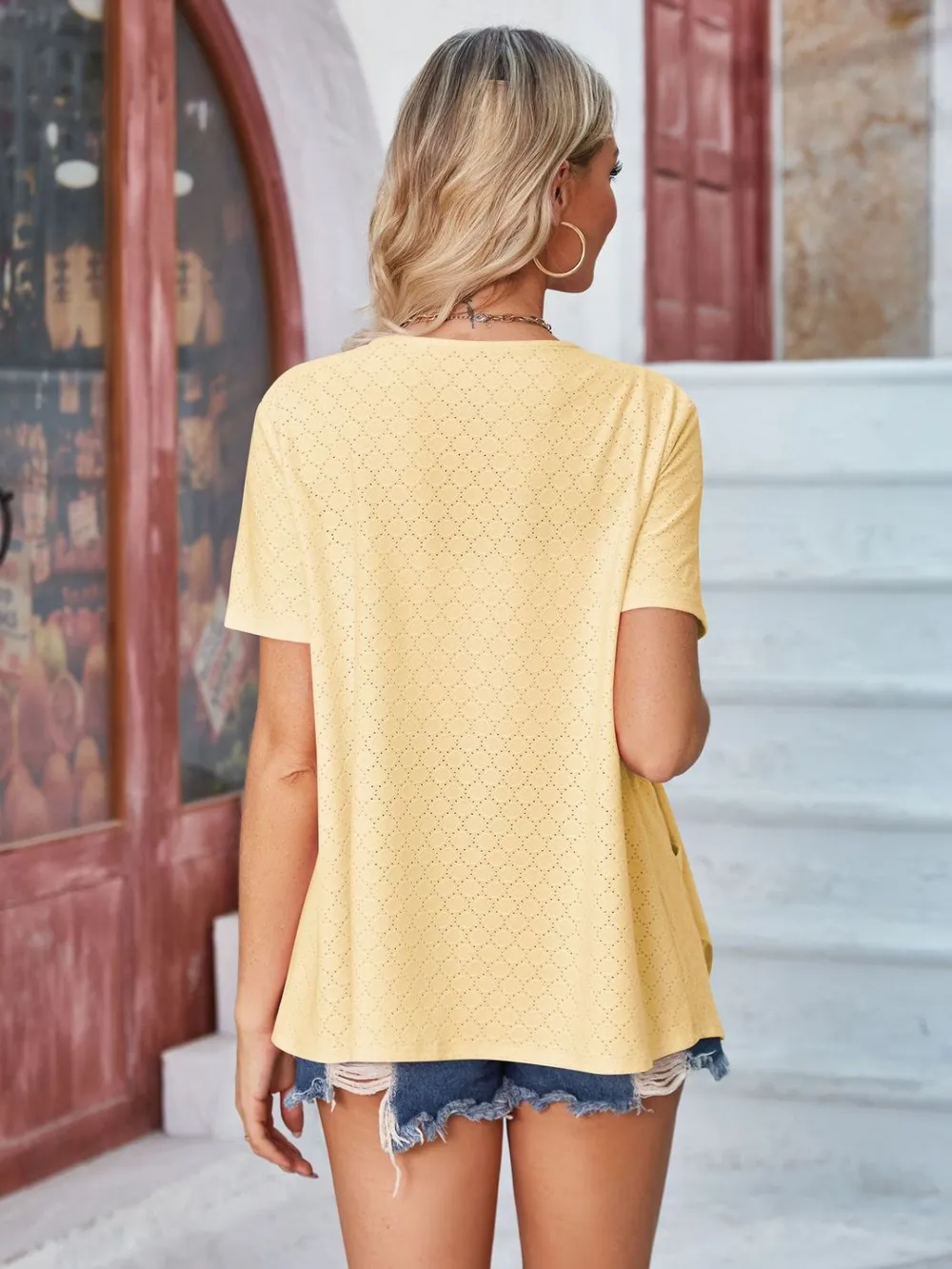 Eyelet Open Front Short Sleeve Cover Up, image 20