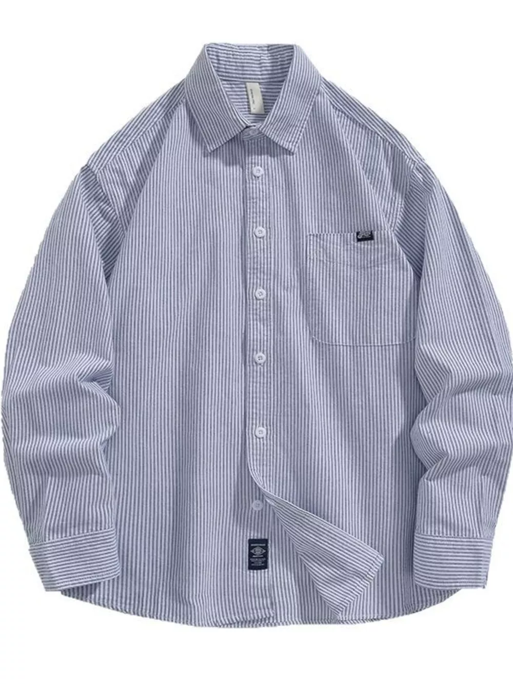 Men's Plus Size Striped Button Up Long Sleeve Shirt, image 5
